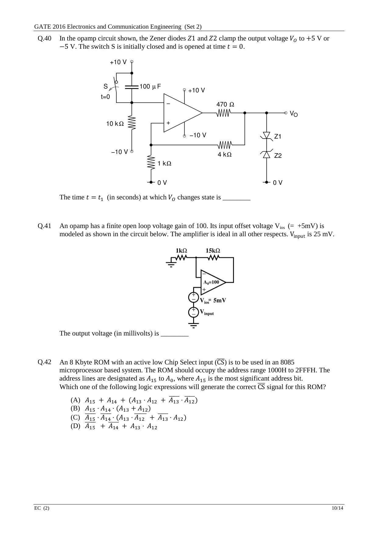 GATE 2016 Electronics and Communication Engineering (EC) Question Paper with Answer Key - Page 34