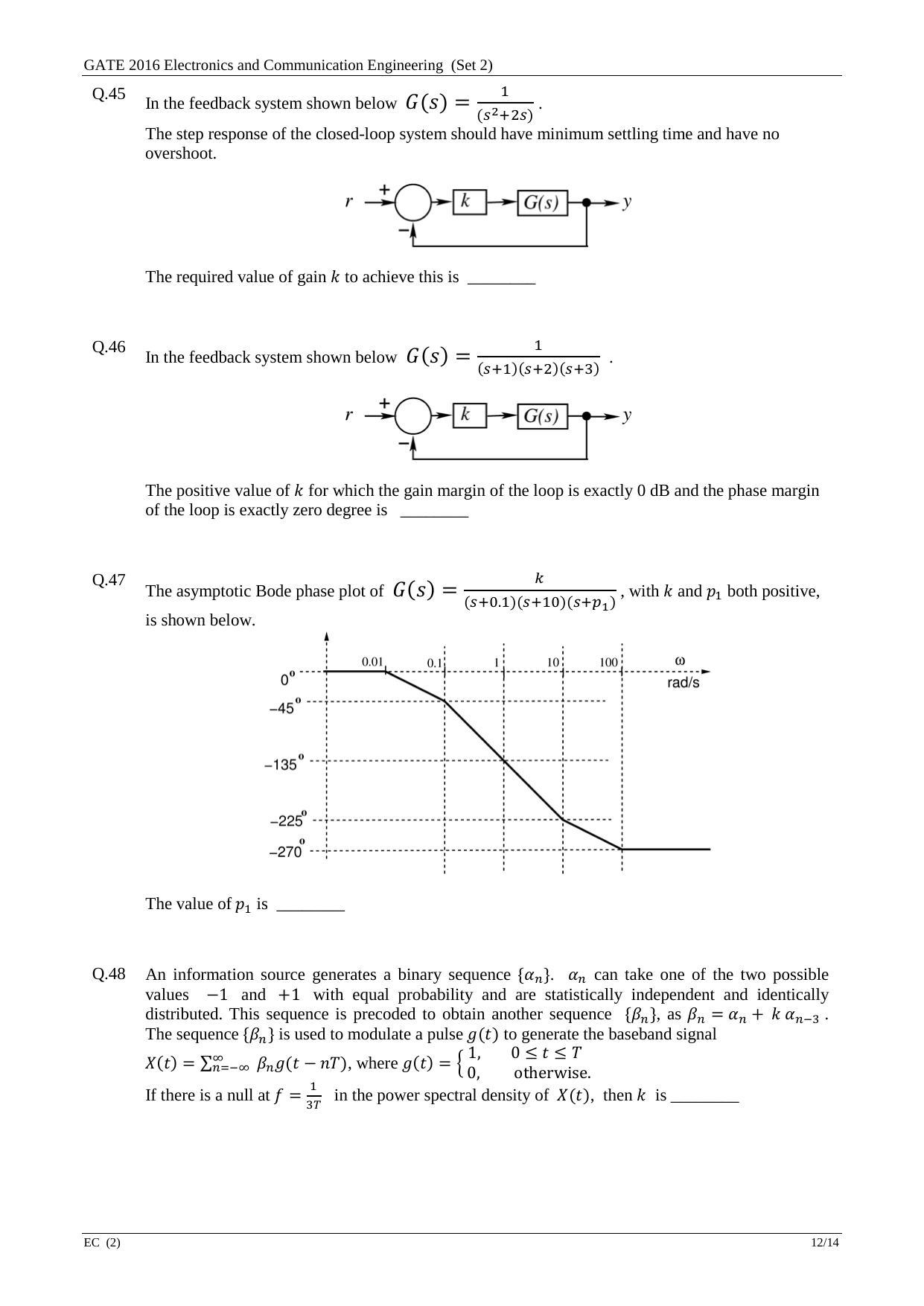 GATE 2016 Electronics and Communication Engineering (EC) Question Paper with Answer Key - Page 36