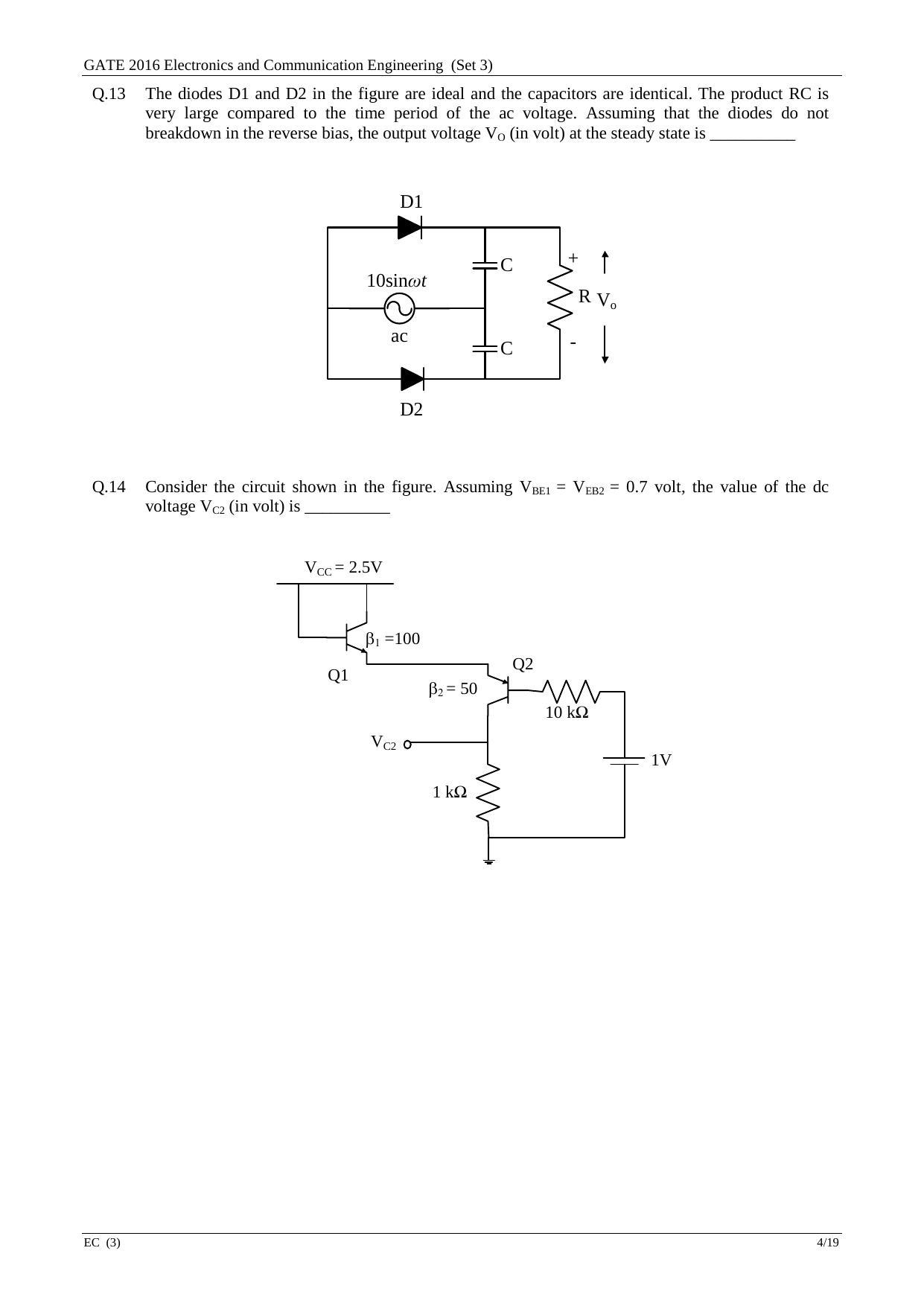 GATE 2016 Electronics and Communication Engineering (EC) Question Paper with Answer Key - Page 47