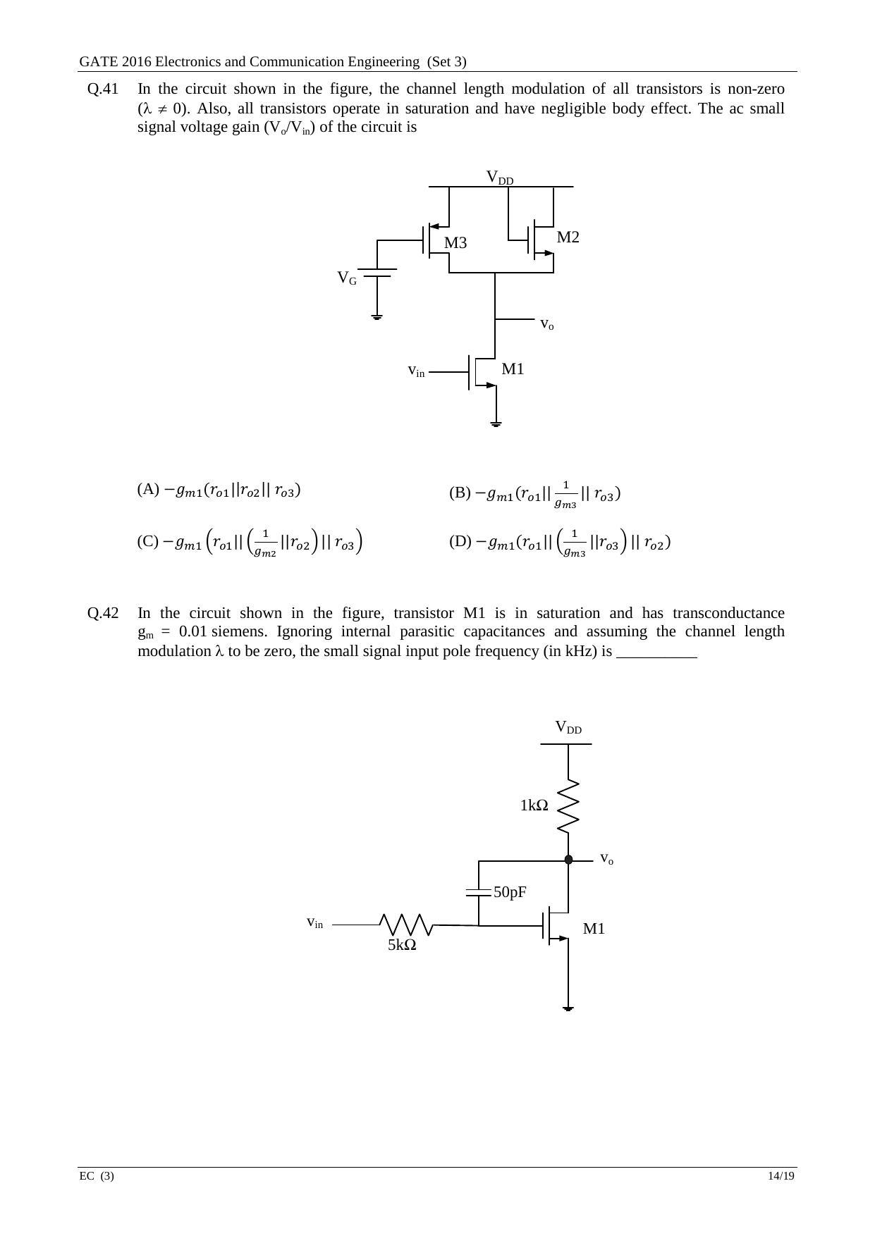 GATE 2016 Electronics and Communication Engineering (EC) Question Paper with Answer Key - Page 57