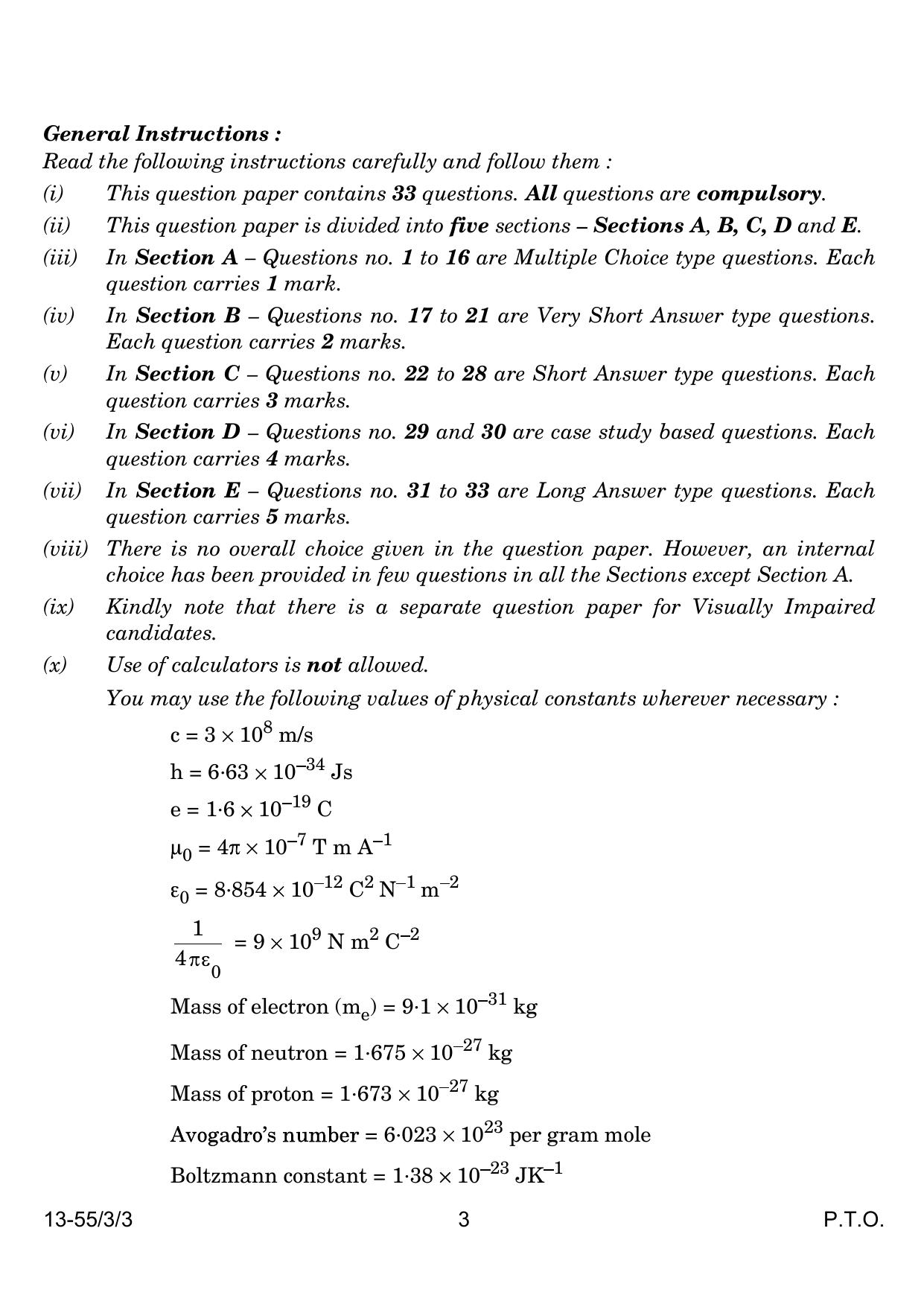 CBSE Class 12 55-3-3 Physics 2024 Question Paper - Page 3