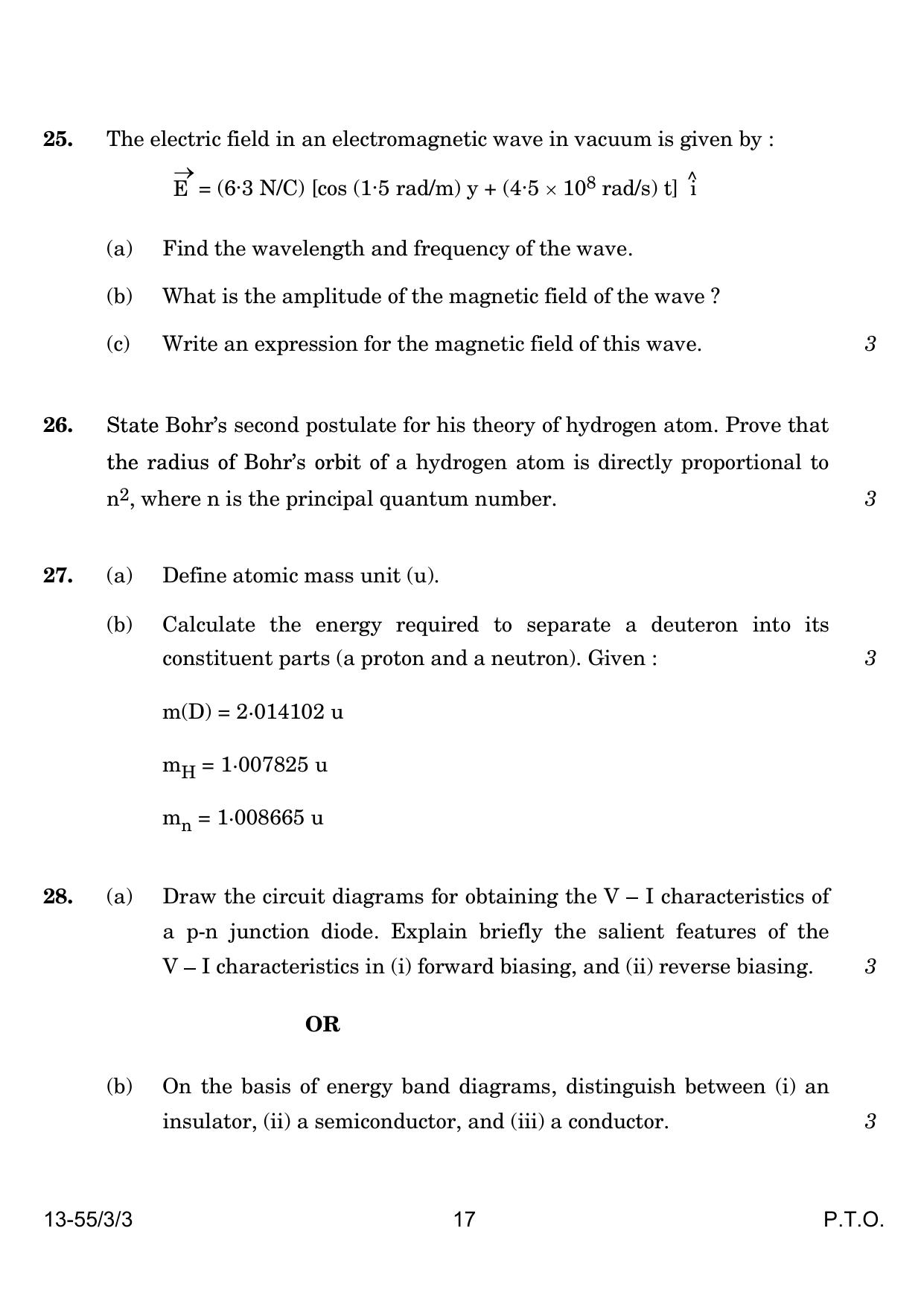 CBSE Class 12 55-3-3 Physics 2024 Question Paper - Page 17
