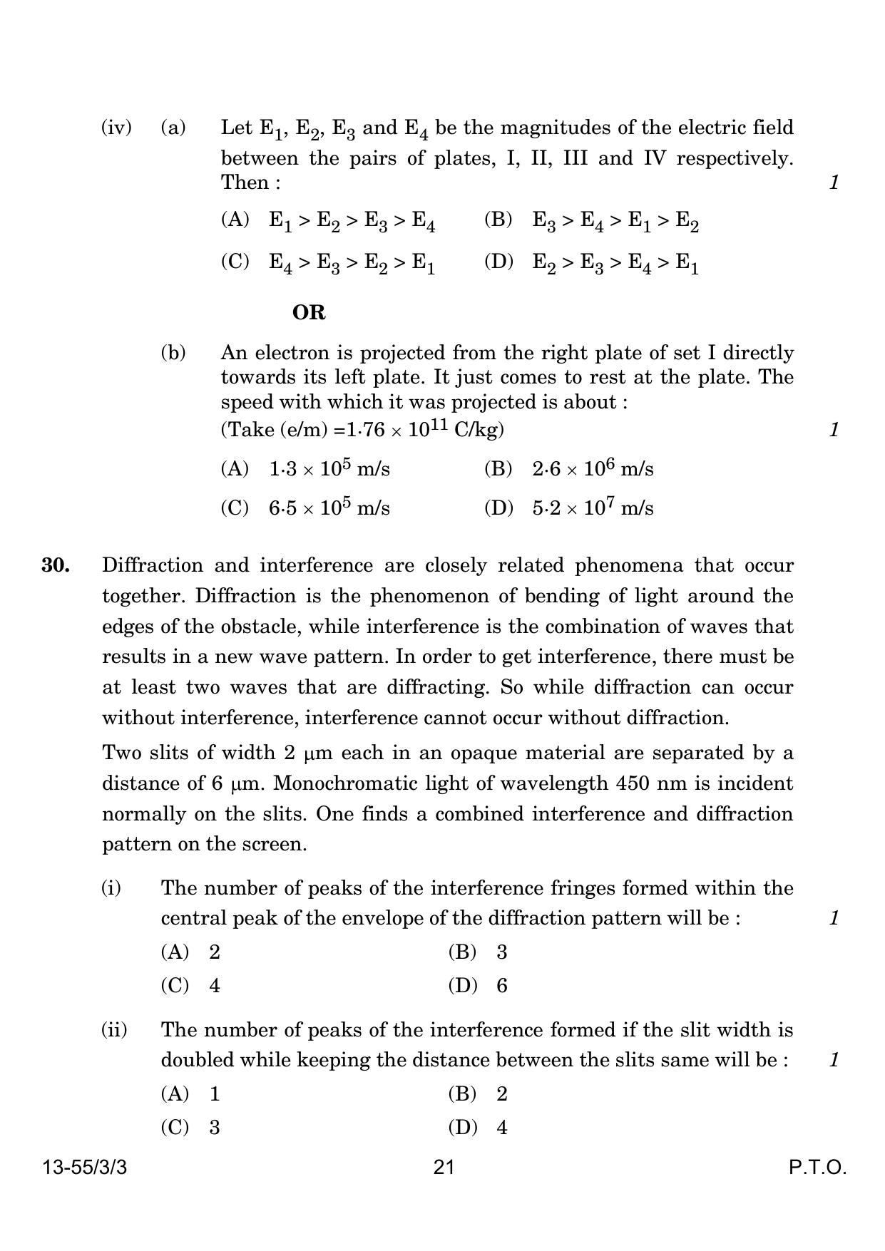 CBSE Class 12 55-3-3 Physics 2024 Question Paper - Page 21