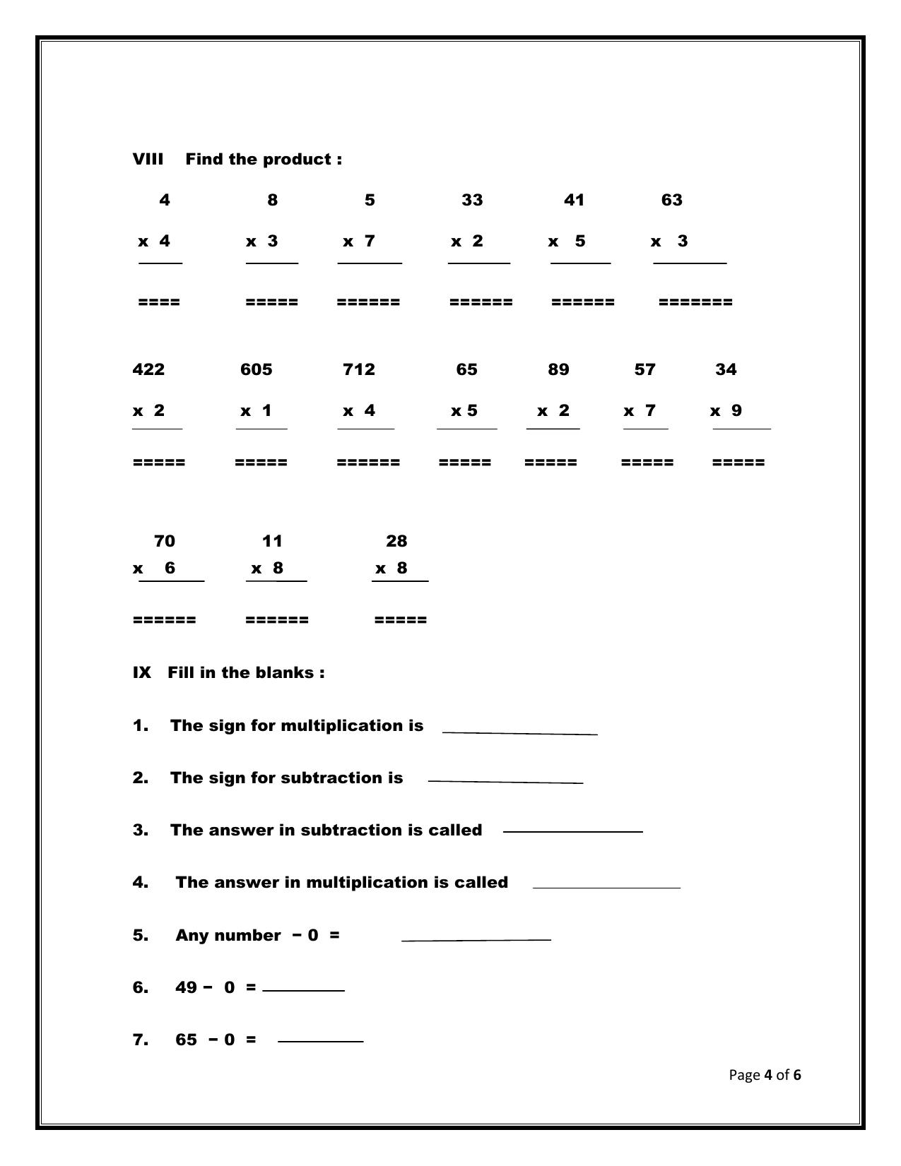 Revison Worksheets for Class 2 Maths Assignment 127 - Page 4