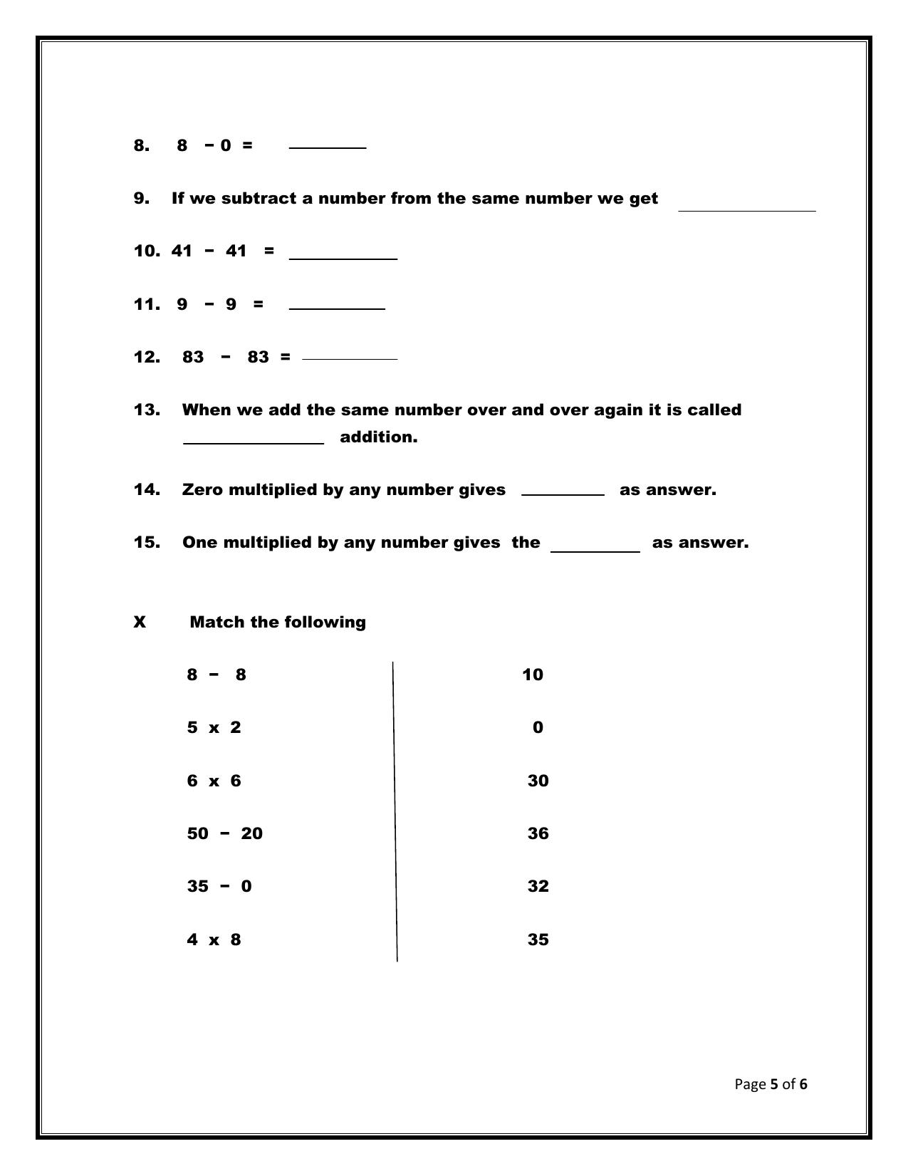Revison Worksheets for Class 2 Maths Assignment 127 - Page 5