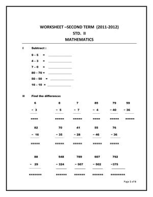 Revison Worksheets for Class 2 Maths Assignment 127