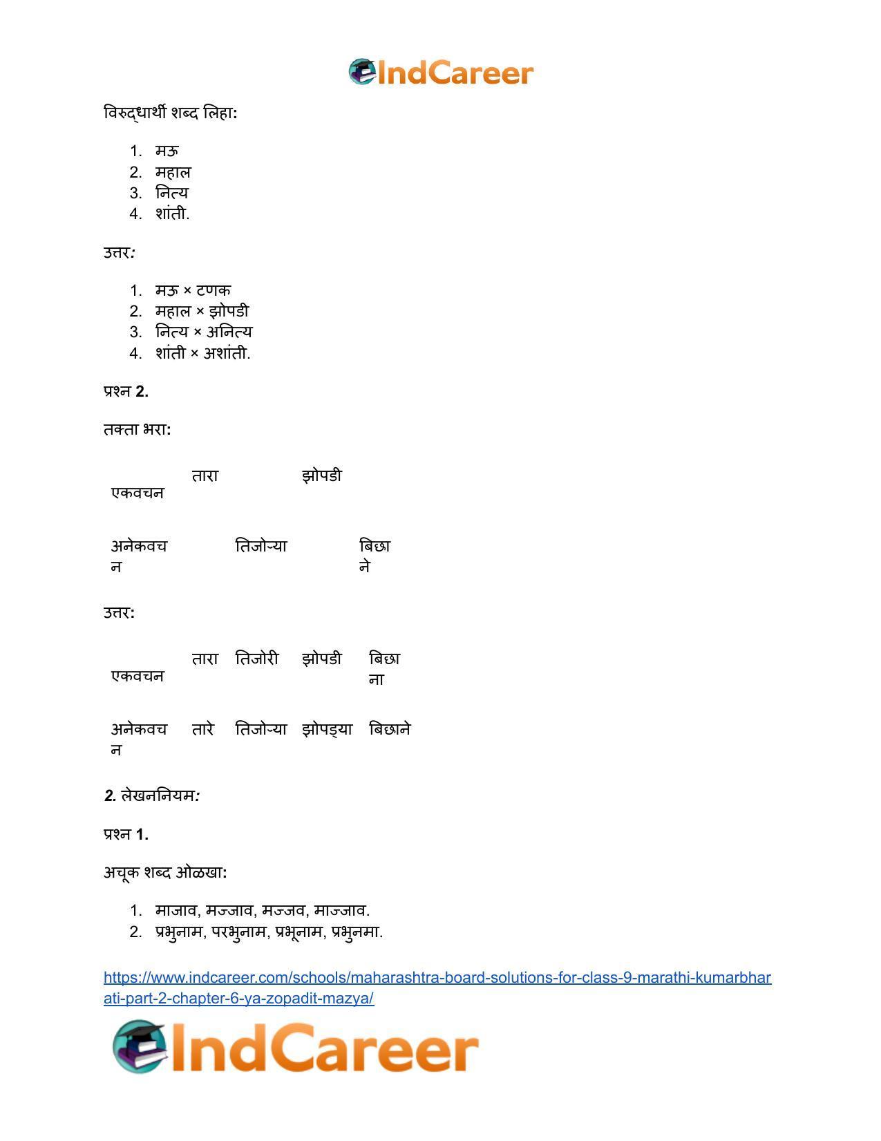 Maharashtra Board Solutions for Class 9- Marathi Kumarbharati (Part- 2): Chapter 6- या झोपडीत माझ्या - Page 12