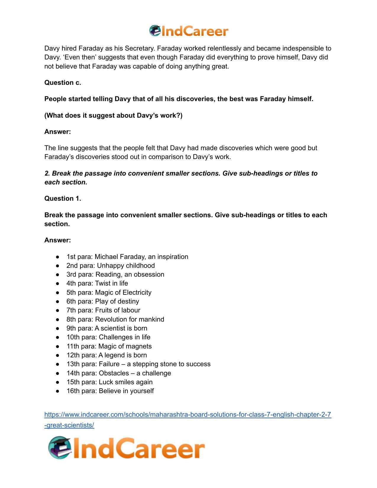 Maharashtra Board Solutions for Class 7- English: Chapter 2.7- Great Scientists - Page 3