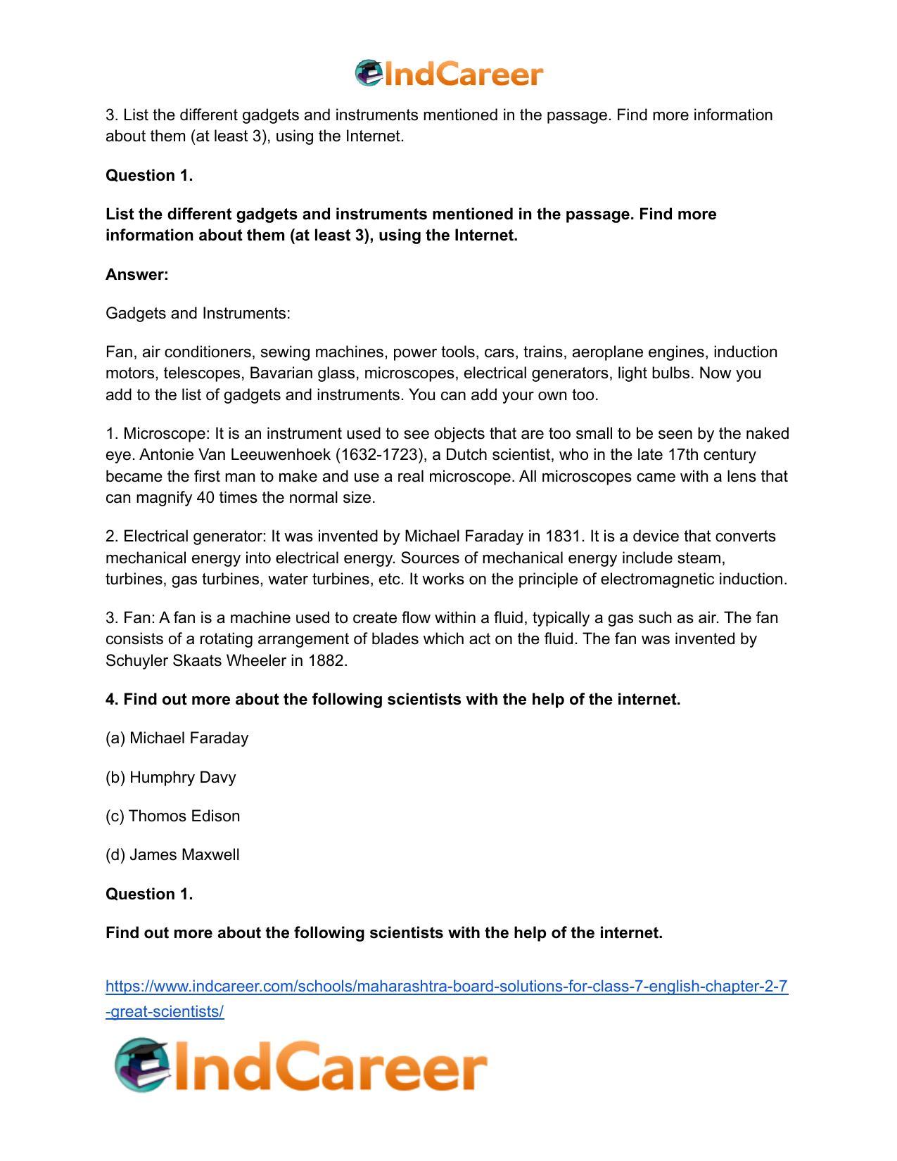 Maharashtra Board Solutions for Class 7- English: Chapter 2.7- Great Scientists - Page 4