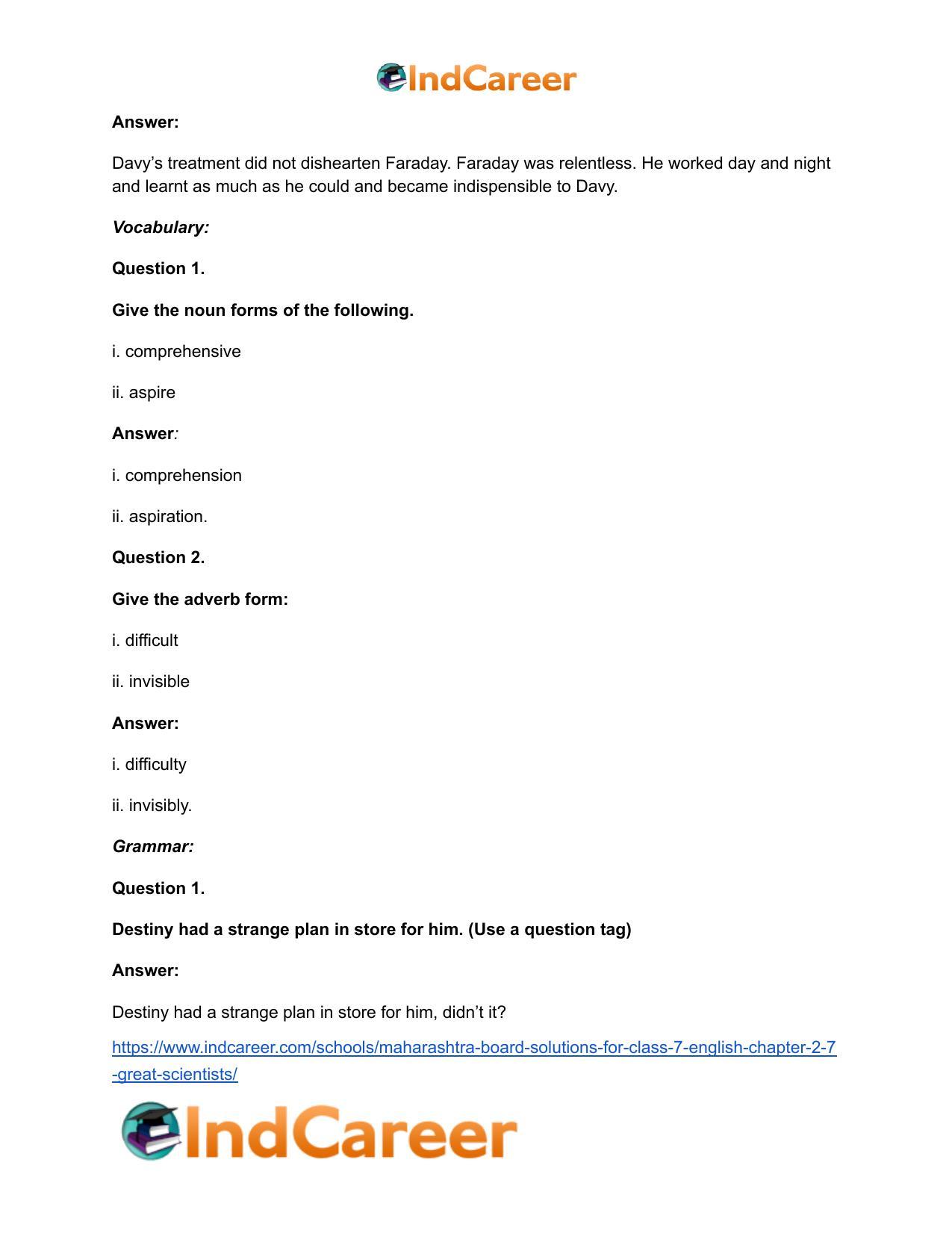 Maharashtra Board Solutions for Class 7- English: Chapter 2.7- Great Scientists - Page 14