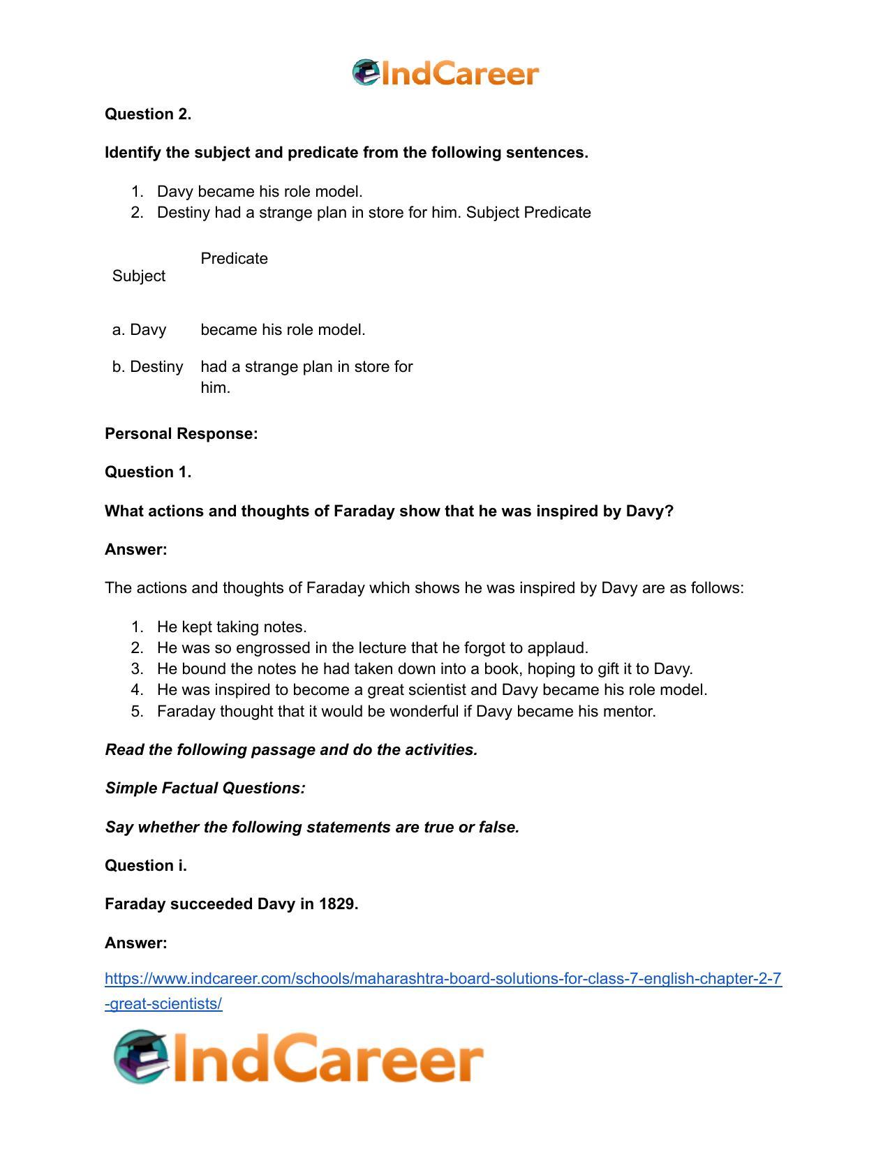 Maharashtra Board Solutions for Class 7- English: Chapter 2.7- Great Scientists - Page 15