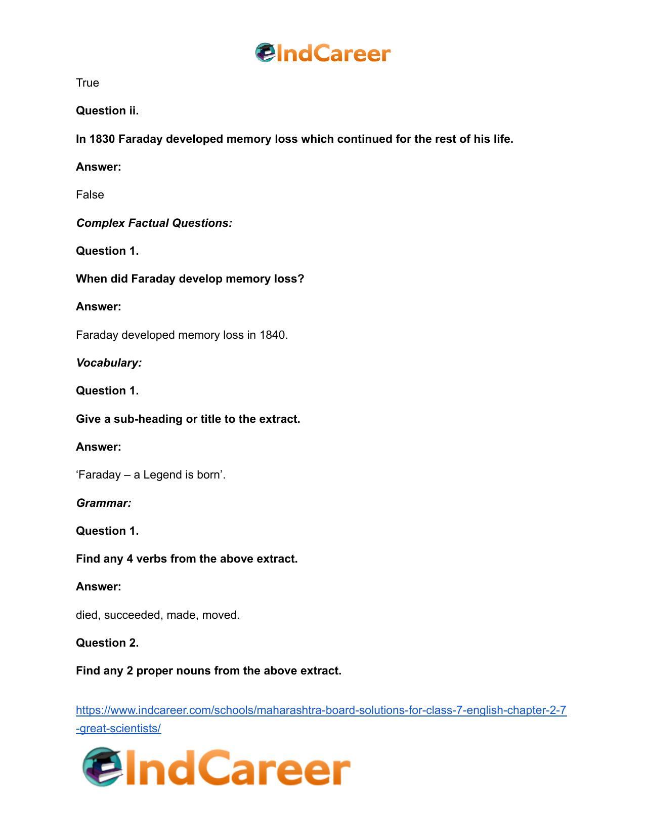 Maharashtra Board Solutions for Class 7- English: Chapter 2.7- Great Scientists - Page 16