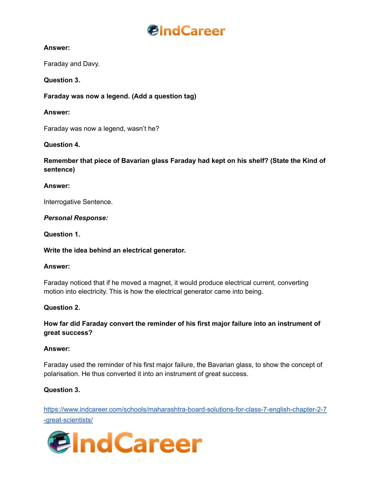 Maharashtra Board Solutions for Class 7- English: Chapter 2.7- Great Scientists - Page 17