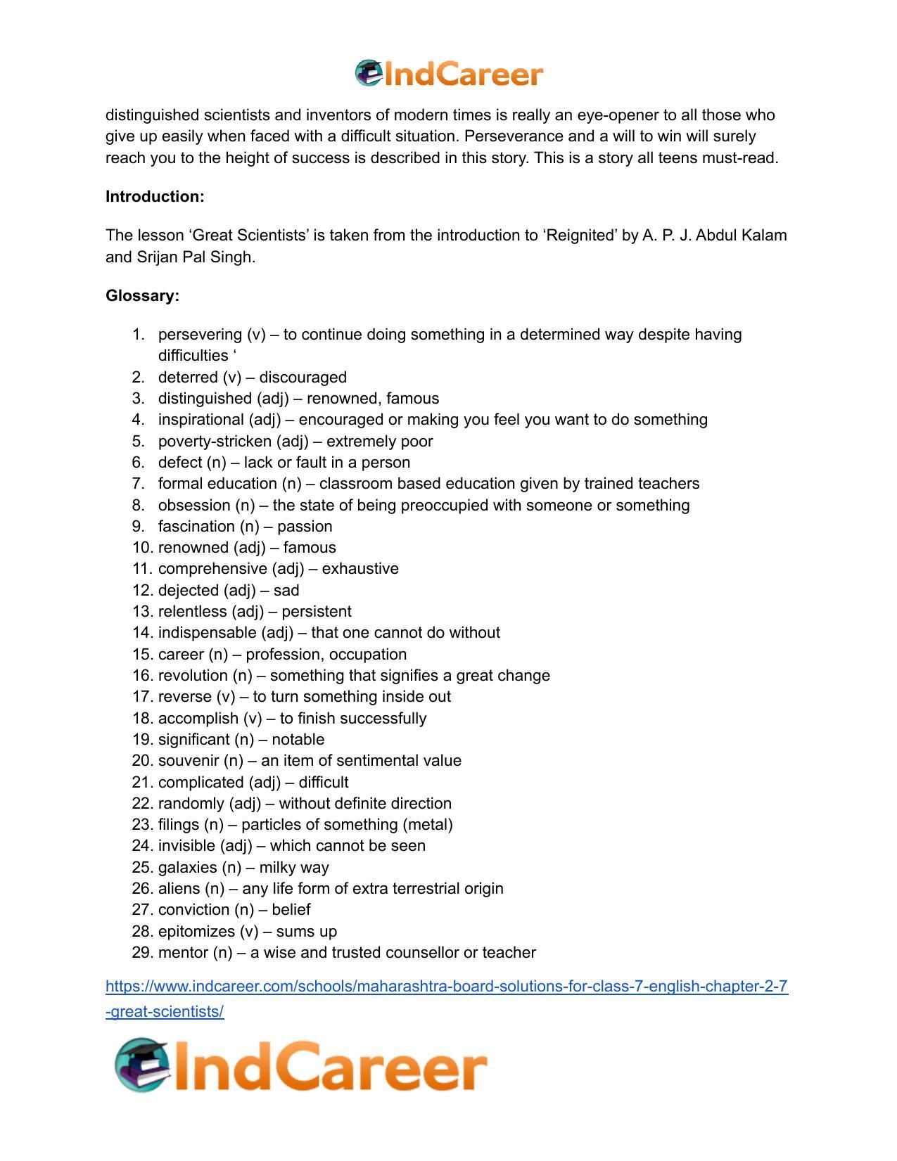 Maharashtra Board Solutions for Class 7- English: Chapter 2.7- Great Scientists - Page 22