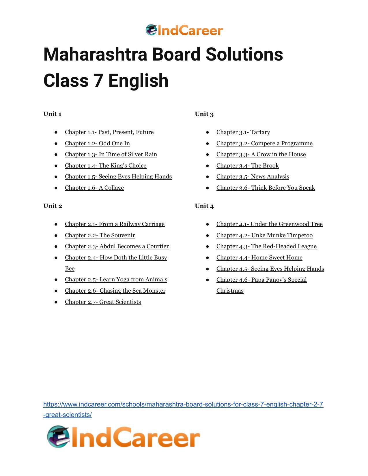 Maharashtra Board Solutions for Class 7- English: Chapter 2.7- Great Scientists - Page 24