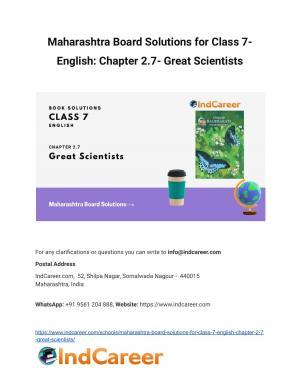 Maharashtra Board Solutions for Class 7- English: Chapter 2.7- Great Scientists
