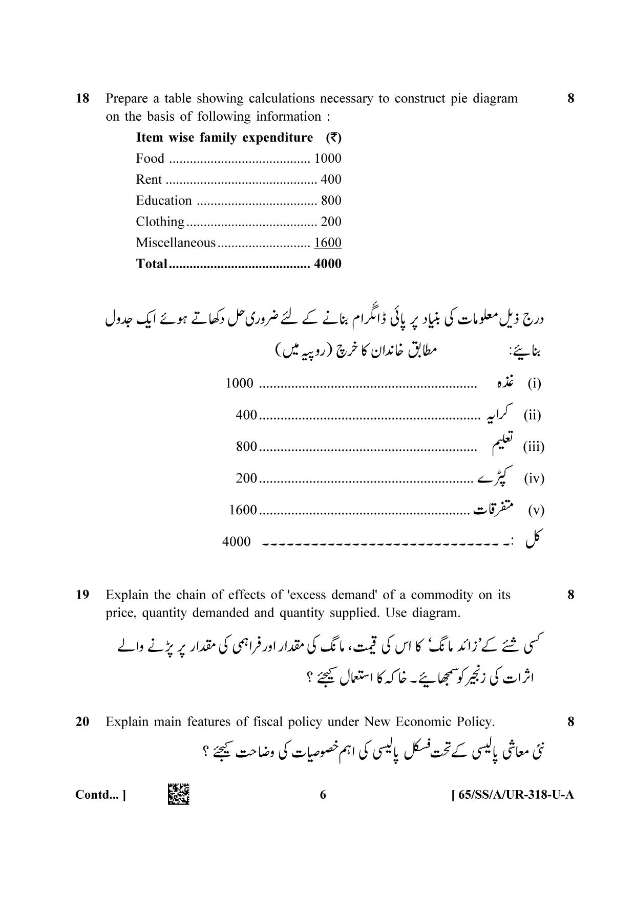 NIOS 2023 Class 12 Urdu (Economics) Question Paper - Page 6