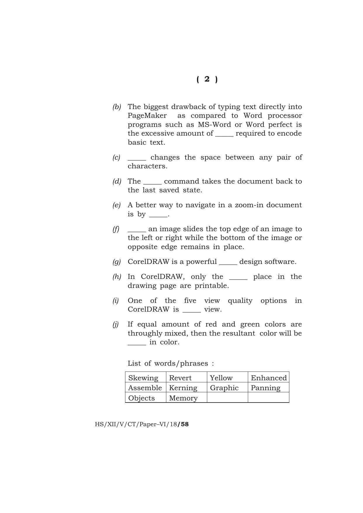 Meghalaya Board (MBOSE) Class 12 COMPUTER TECHNIQUE ( Vocational Stream ) Paper : VI [ Desktop Publishing (DTP) ] 2018 Question Paper - Page 2