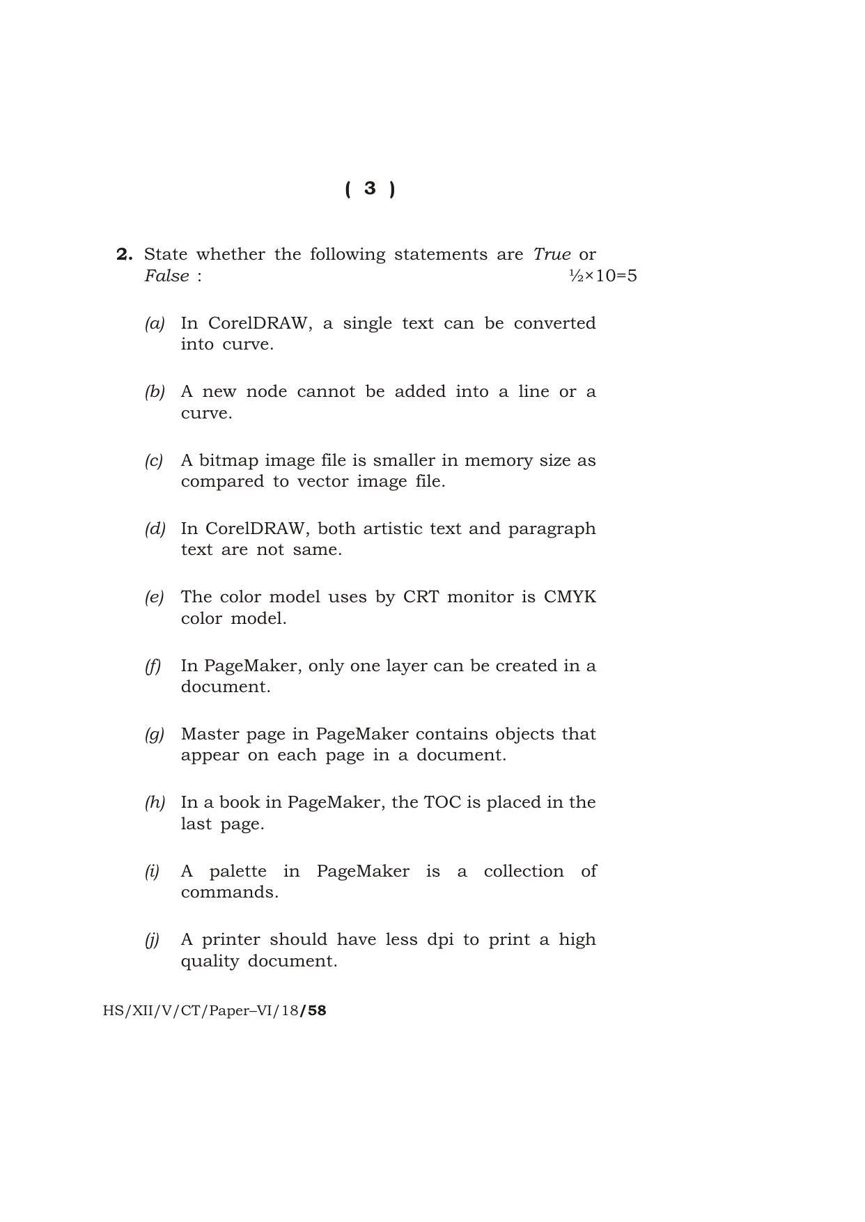 Meghalaya Board (MBOSE) Class 12 COMPUTER TECHNIQUE ( Vocational Stream ) Paper : VI [ Desktop Publishing (DTP) ] 2018 Question Paper - Page 3