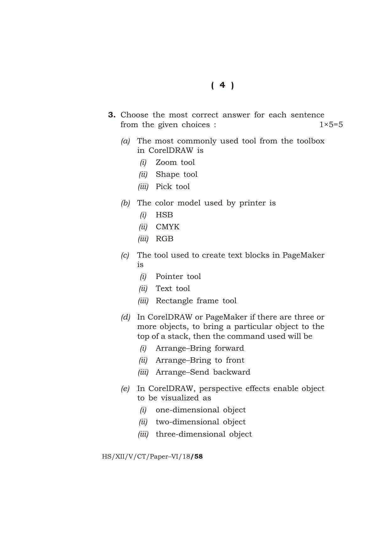 Meghalaya Board (MBOSE) Class 12 COMPUTER TECHNIQUE ( Vocational Stream ) Paper : VI [ Desktop Publishing (DTP) ] 2018 Question Paper - Page 4