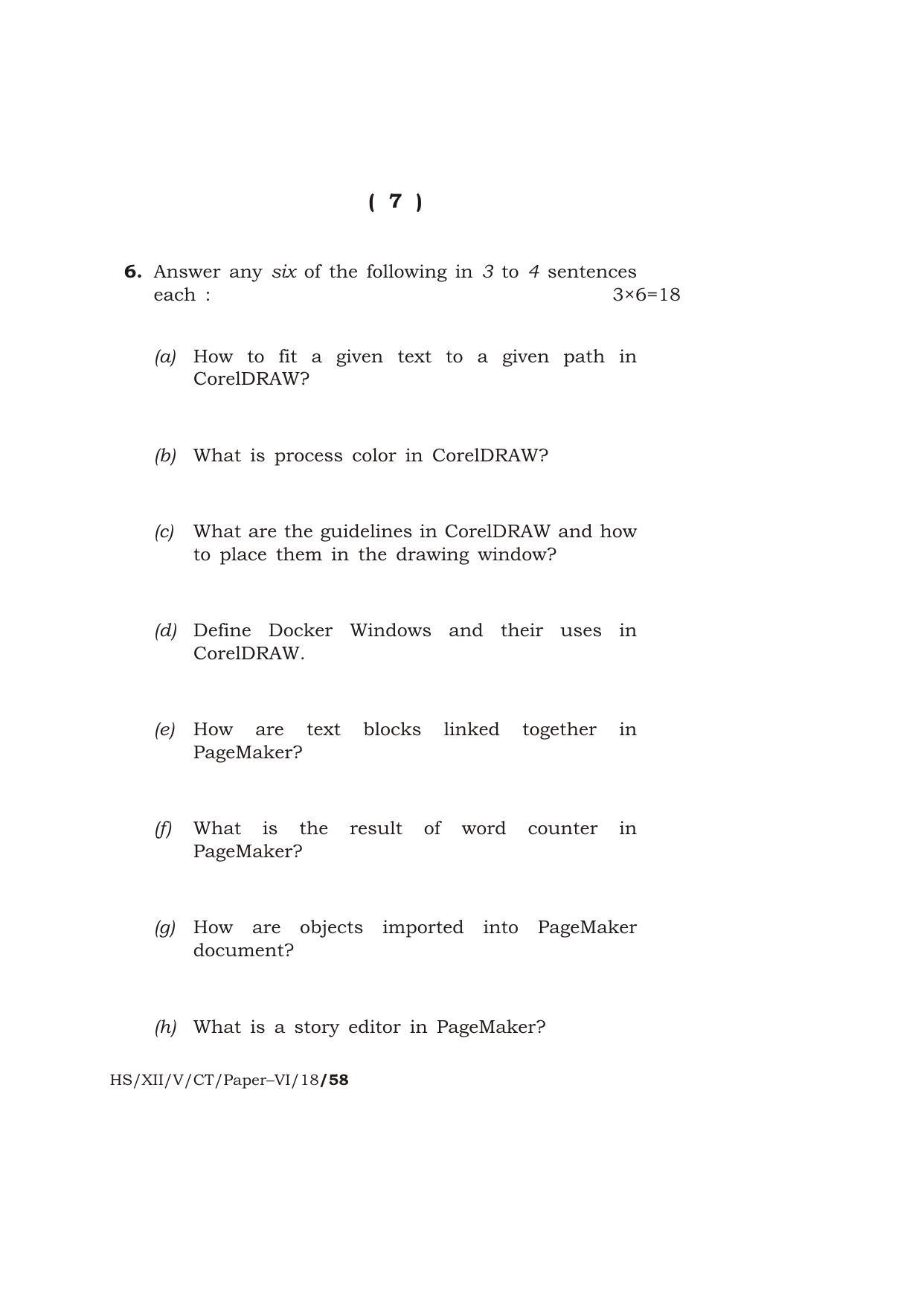 Meghalaya Board (MBOSE) Class 12 COMPUTER TECHNIQUE ( Vocational Stream ) Paper : VI [ Desktop Publishing (DTP) ] 2018 Question Paper - Page 7