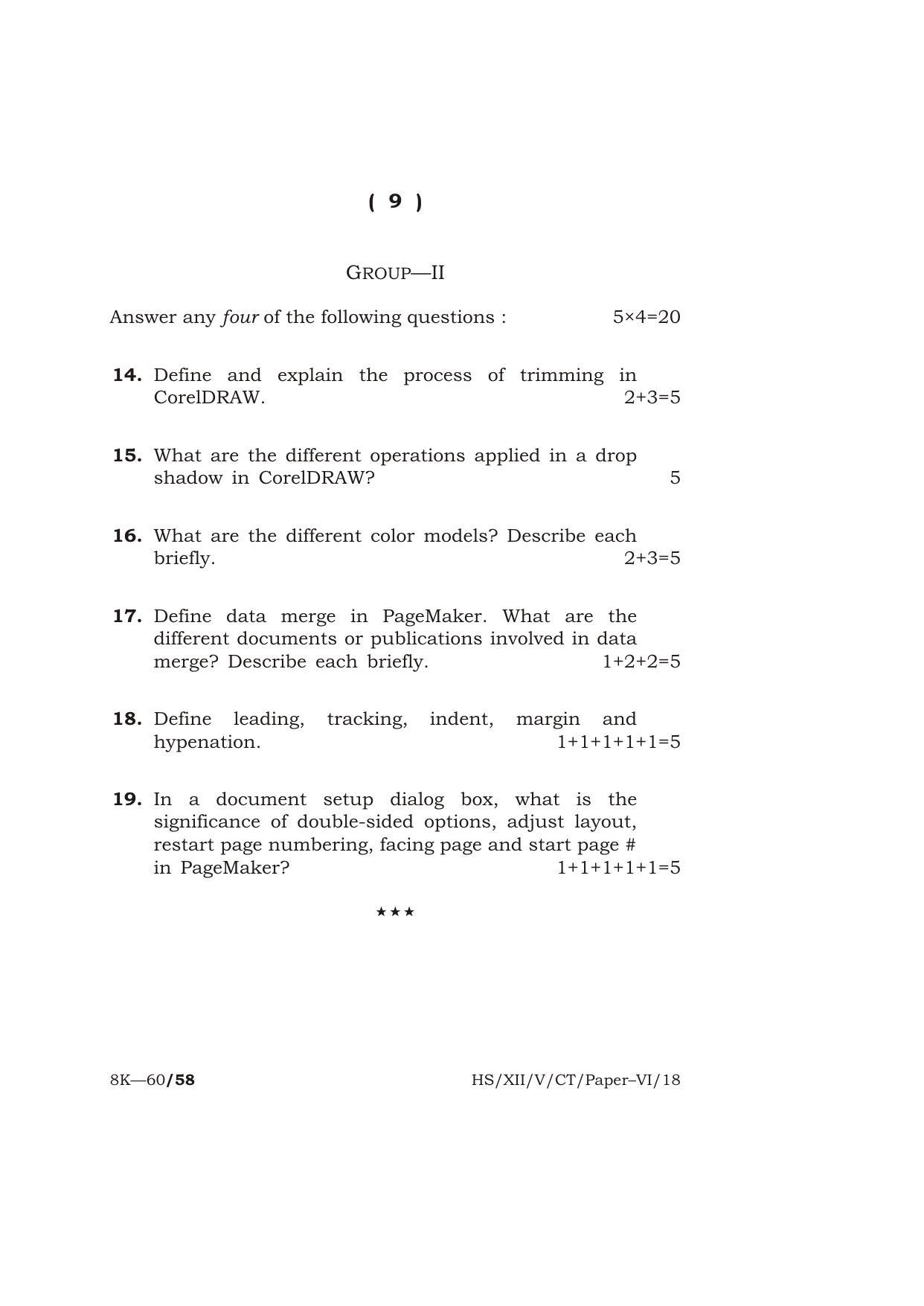 Meghalaya Board (MBOSE) Class 12 COMPUTER TECHNIQUE ( Vocational Stream ) Paper : VI [ Desktop Publishing (DTP) ] 2018 Question Paper - Page 9