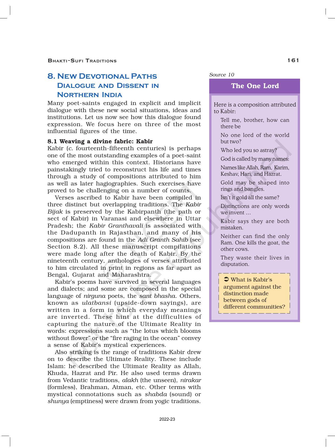NCERT Book for Class 12 History (Part-II) Chapter 6 Bhakti- Sufi Traditions - Page 22
