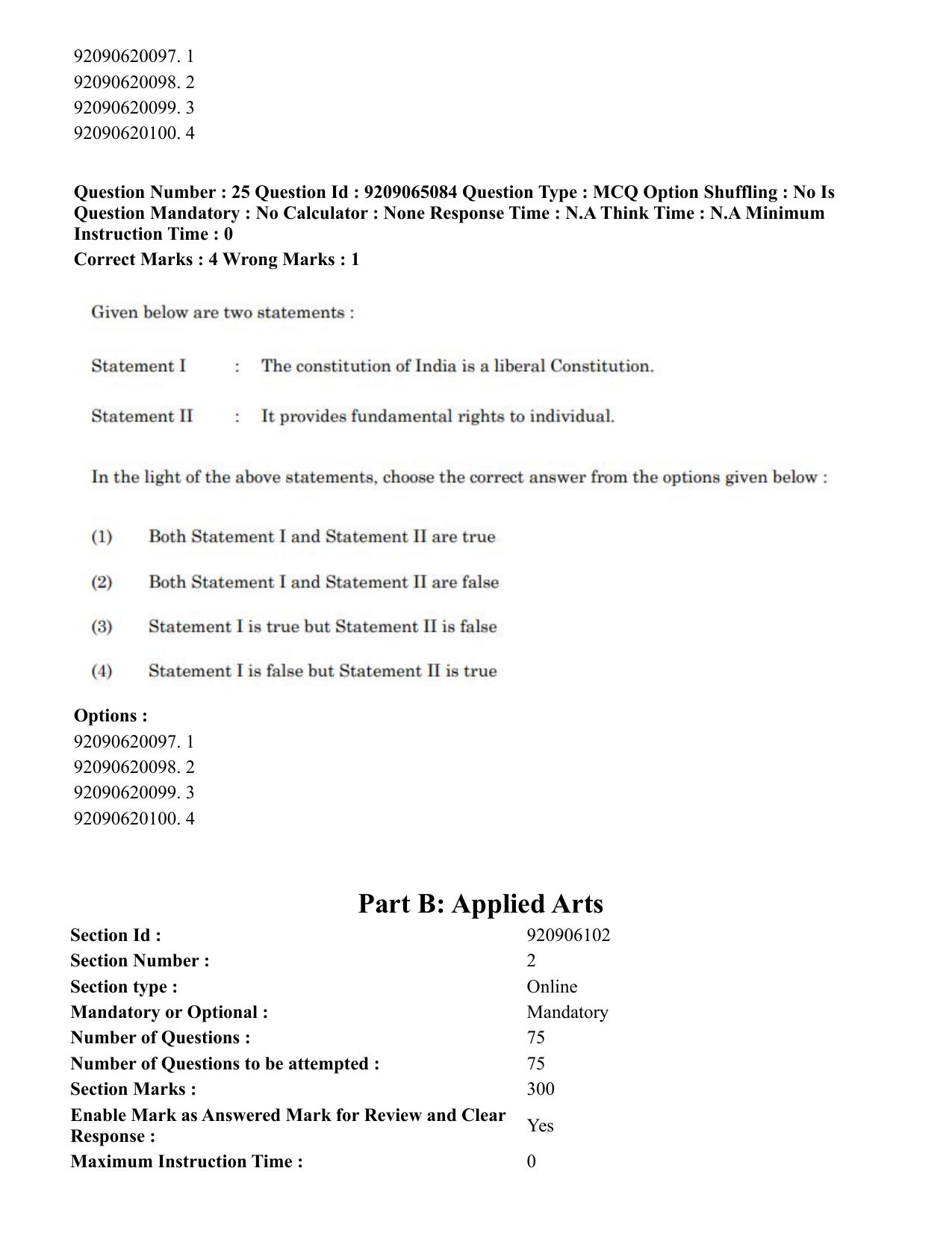 CUET PG 2023: HUQP03 – Applied Arts (Eng.)-Shift 2 (06-06-2023) Question Paper - Page 31