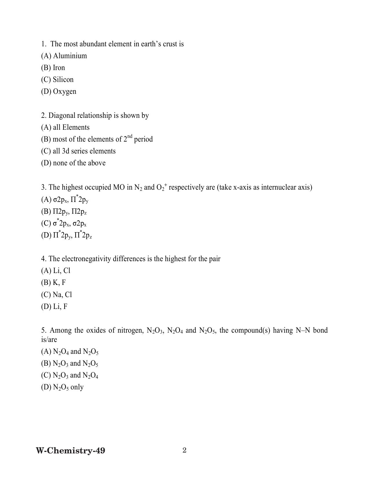 Odisha CPET 2022 CHEMISTRY Question Paper - Page 2