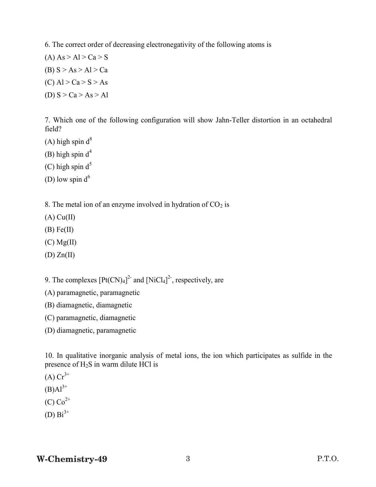 Odisha CPET 2022 CHEMISTRY Question Paper - Page 3