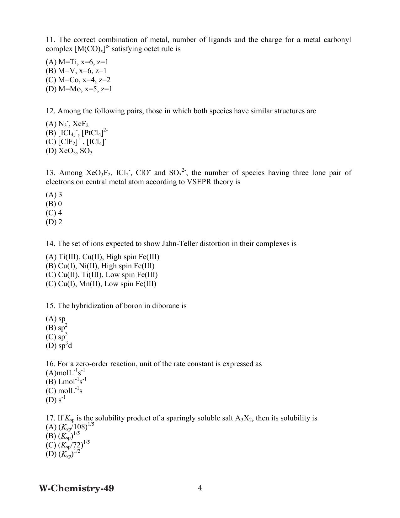 Odisha CPET 2022 CHEMISTRY Question Paper - Page 4