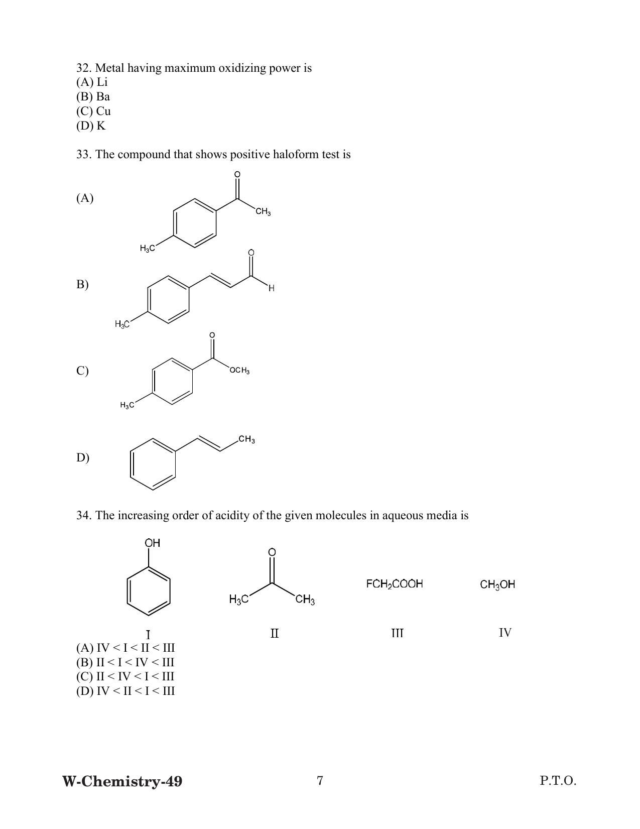 Odisha CPET 2022 CHEMISTRY Question Paper - Page 7