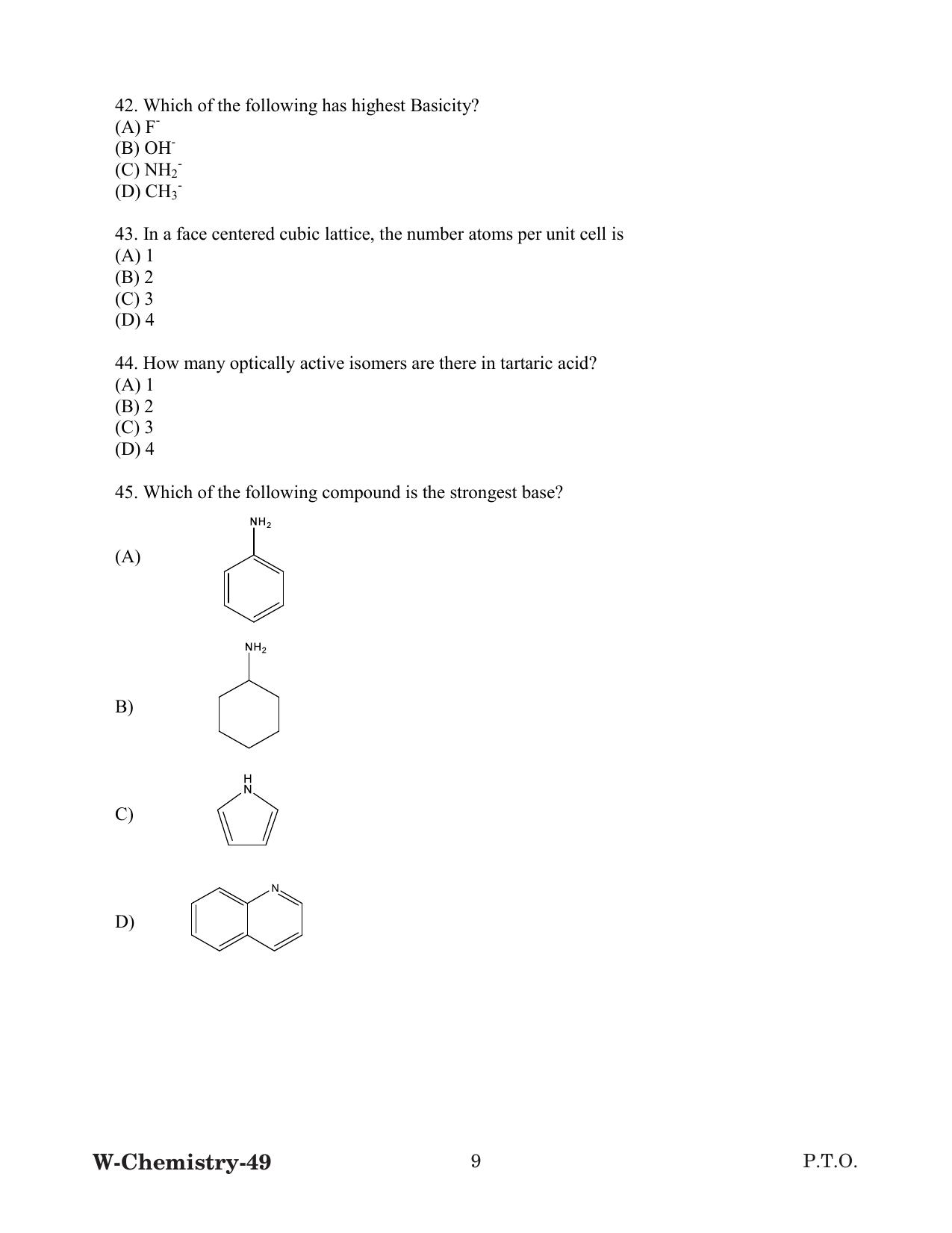 Odisha CPET 2022 CHEMISTRY Question Paper - Page 9