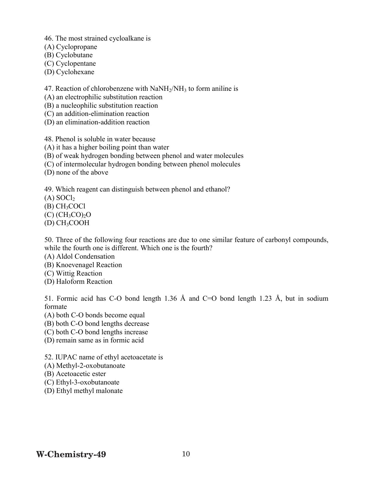 Odisha CPET 2022 CHEMISTRY Question Paper - Page 10