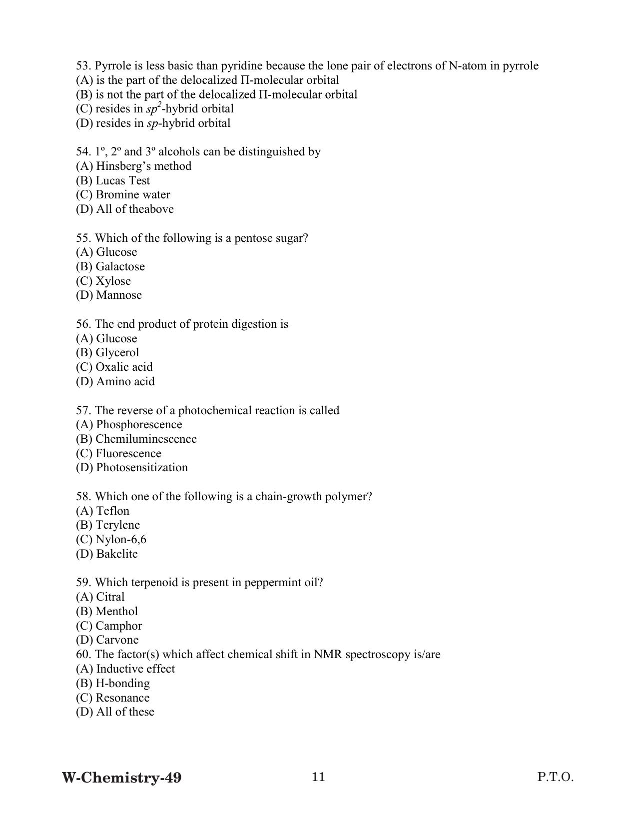 Odisha CPET 2022 CHEMISTRY Question Paper - Page 11