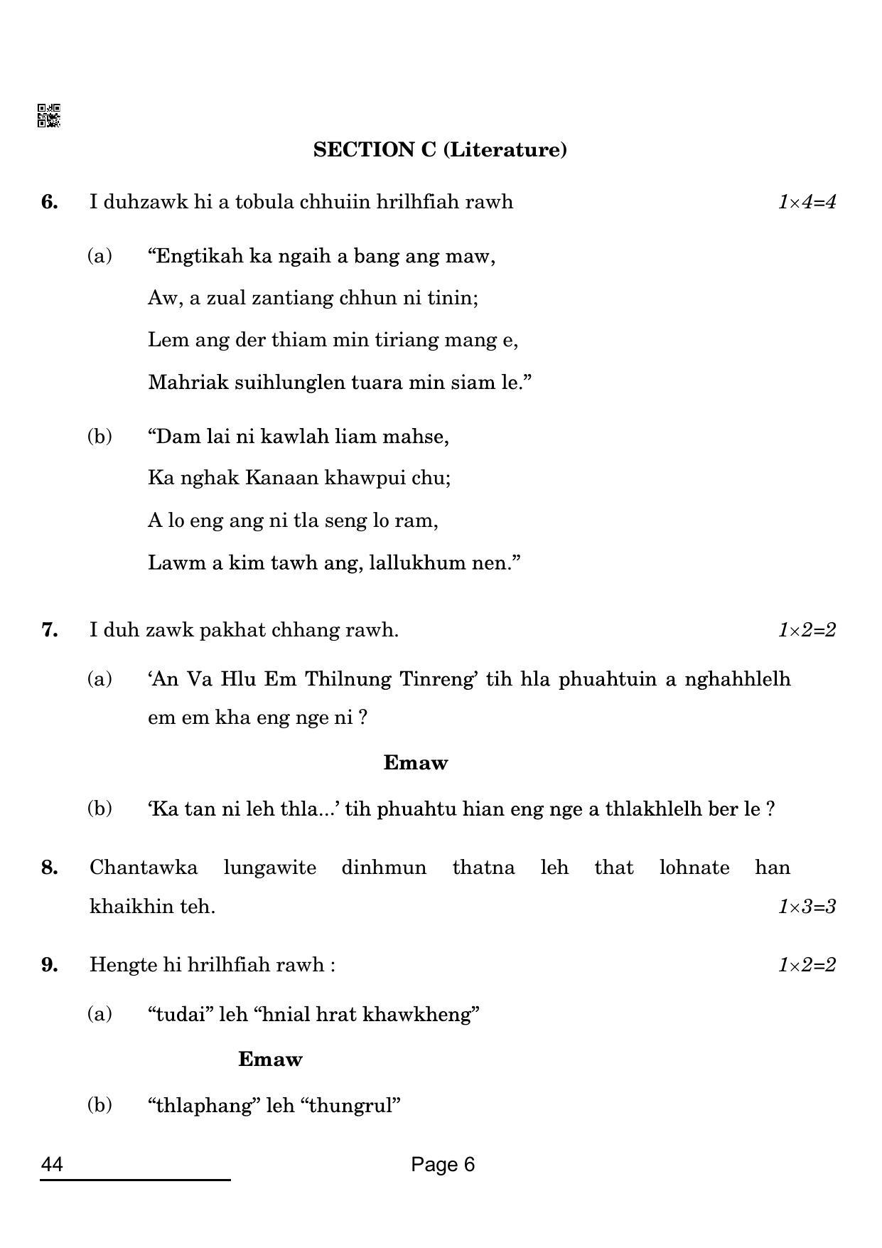 CBSE Class 10 44_ Mizo 2022 Question Paper - Page 6