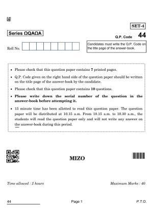 CBSE Class 10 44_ Mizo 2022 Question Paper