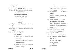 Sarguja University Question Paper - 2022 :   M.Com(First Sem.)Management Accounting Paper 1