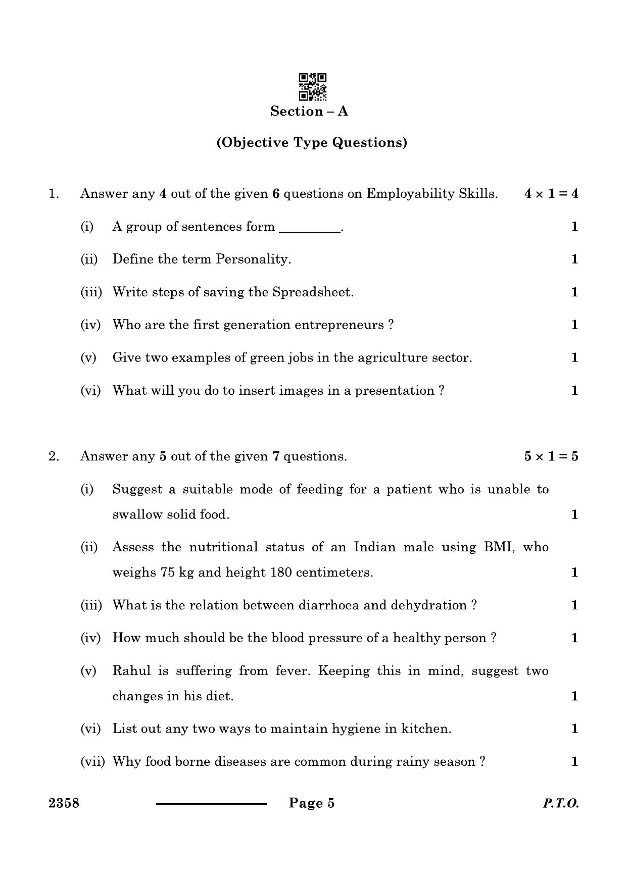 CBSE Class 12 Food Nutrition & Dietetics 2024 Question Paper - Page 5