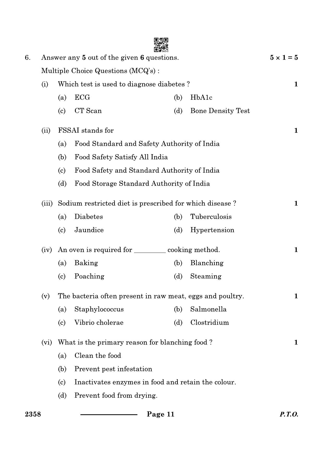 CBSE Class 12 Food Nutrition & Dietetics 2024 Question Paper - Page 11