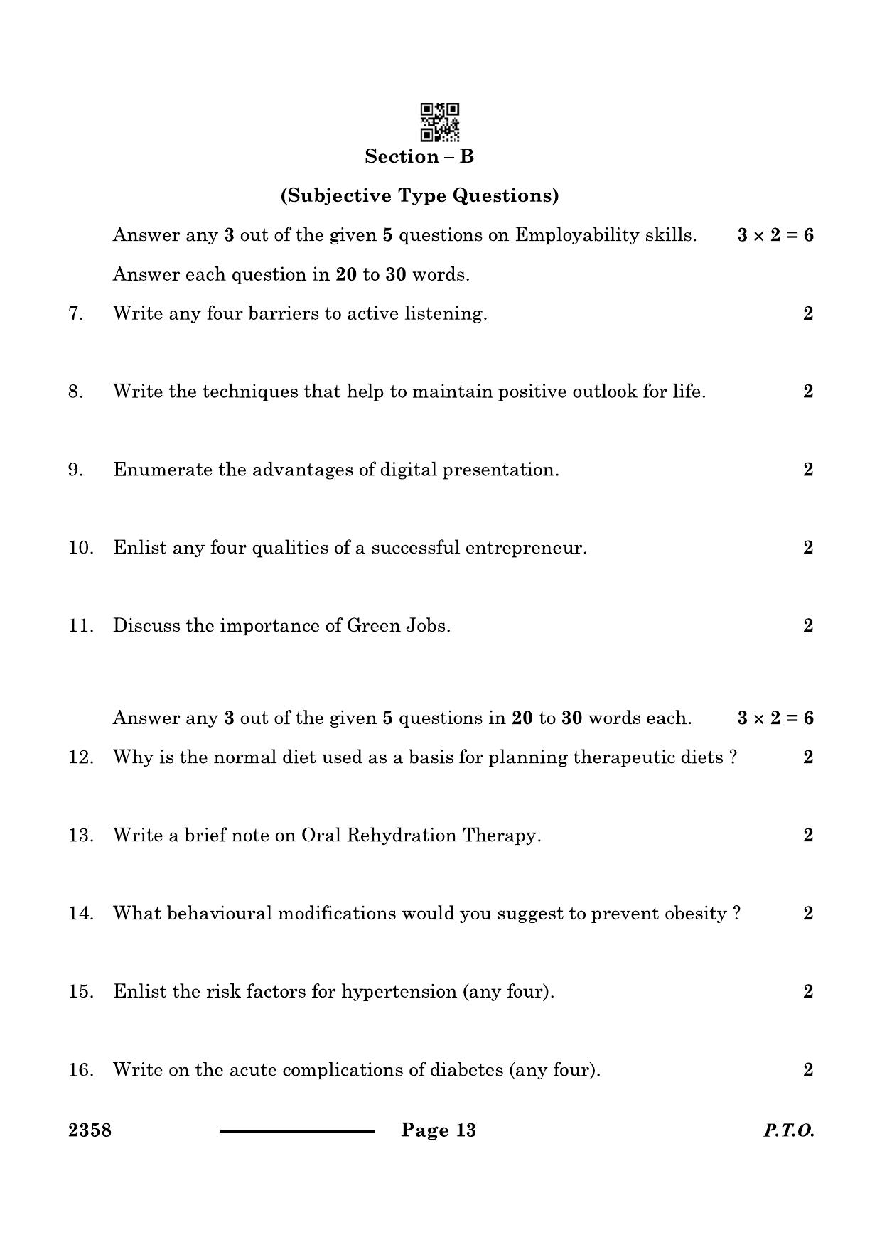 CBSE Class 12 Food Nutrition & Dietetics 2024 Question Paper - Page 13