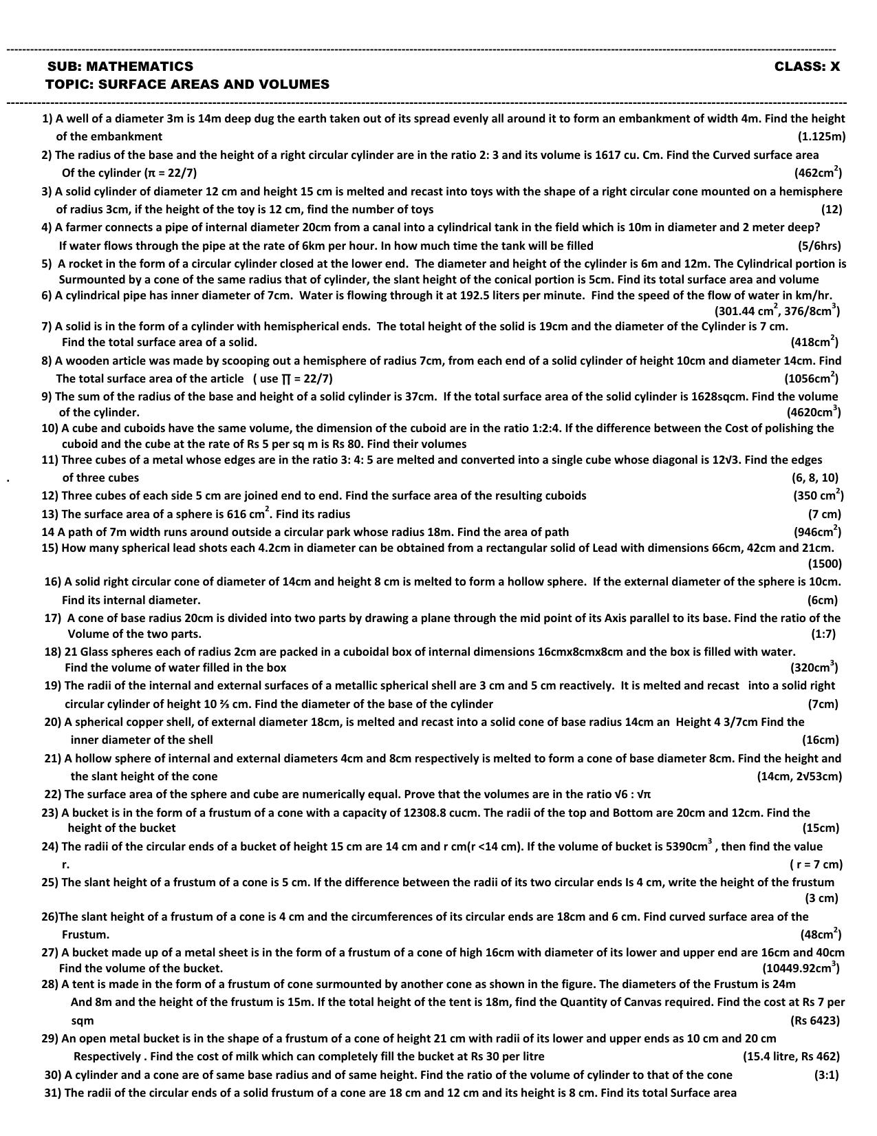 CBSE Worksheets for Class 10 Maths Areas related to Circles Assignment 1 - Page 2
