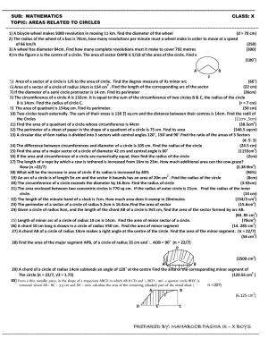 CBSE Worksheets for Class 10 Maths Areas related to Circles Assignment 1