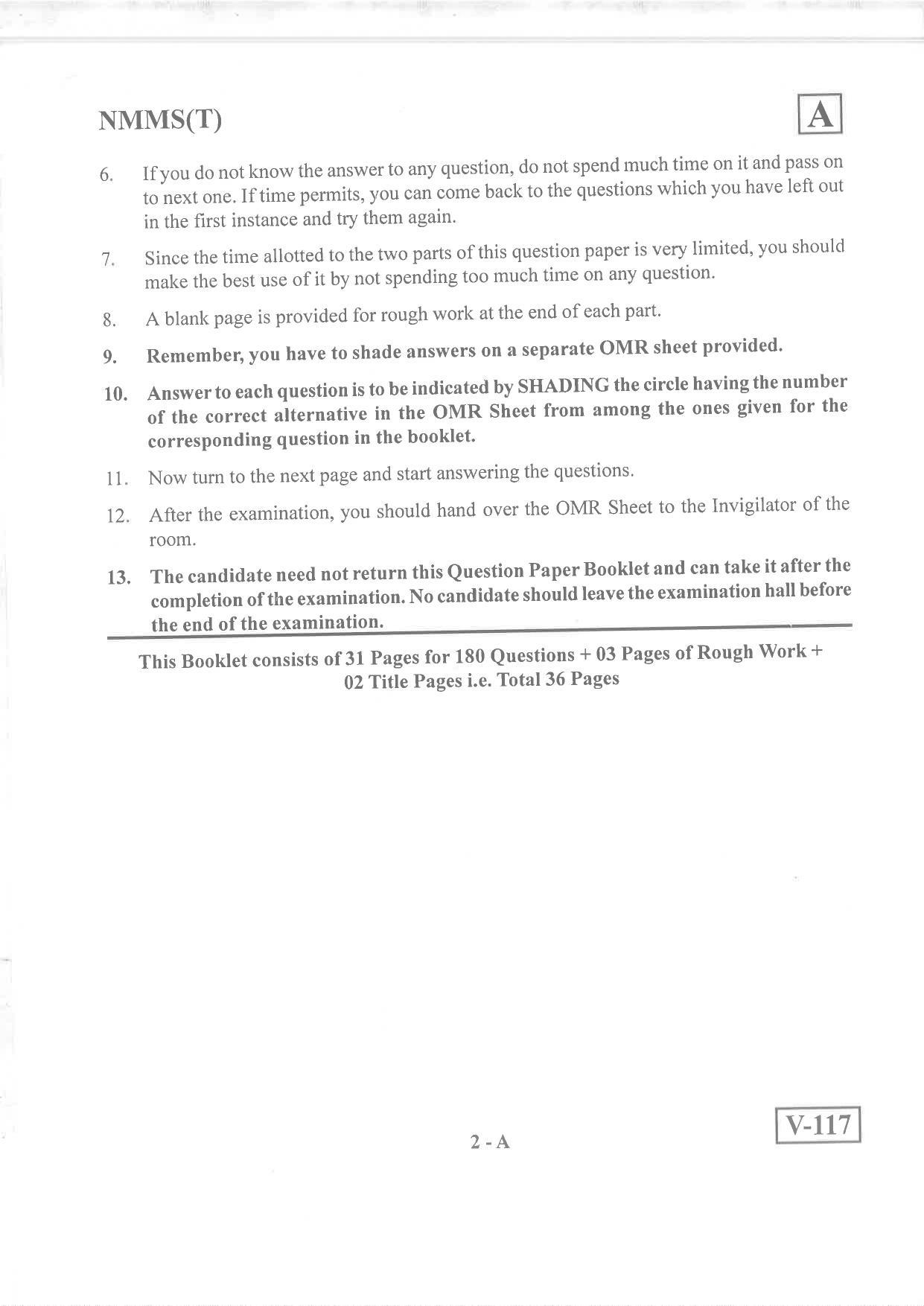 Telugu Medium Nov 2019 (Set A) Class 8 Andhra Pradesh NMMS Question Papers - Page 2
