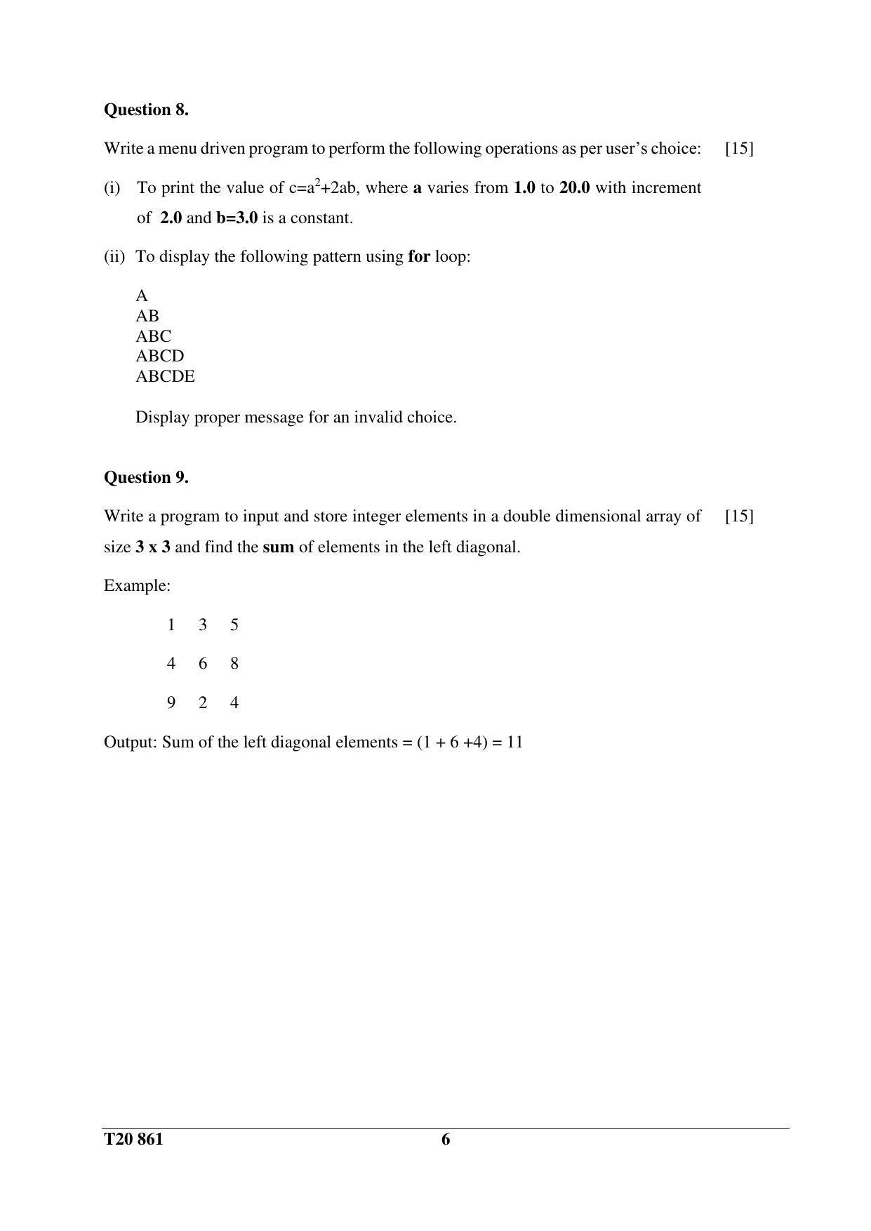 ICSE Class 10 Computer Applications 2020 Question Paper - Page 6