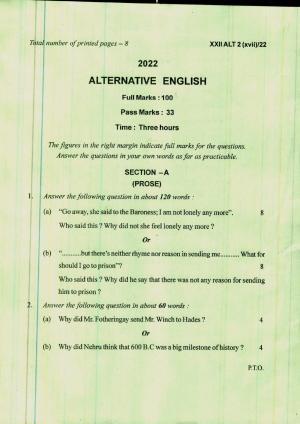 COHSEM 12th Question Papers 2022 Alternative English
