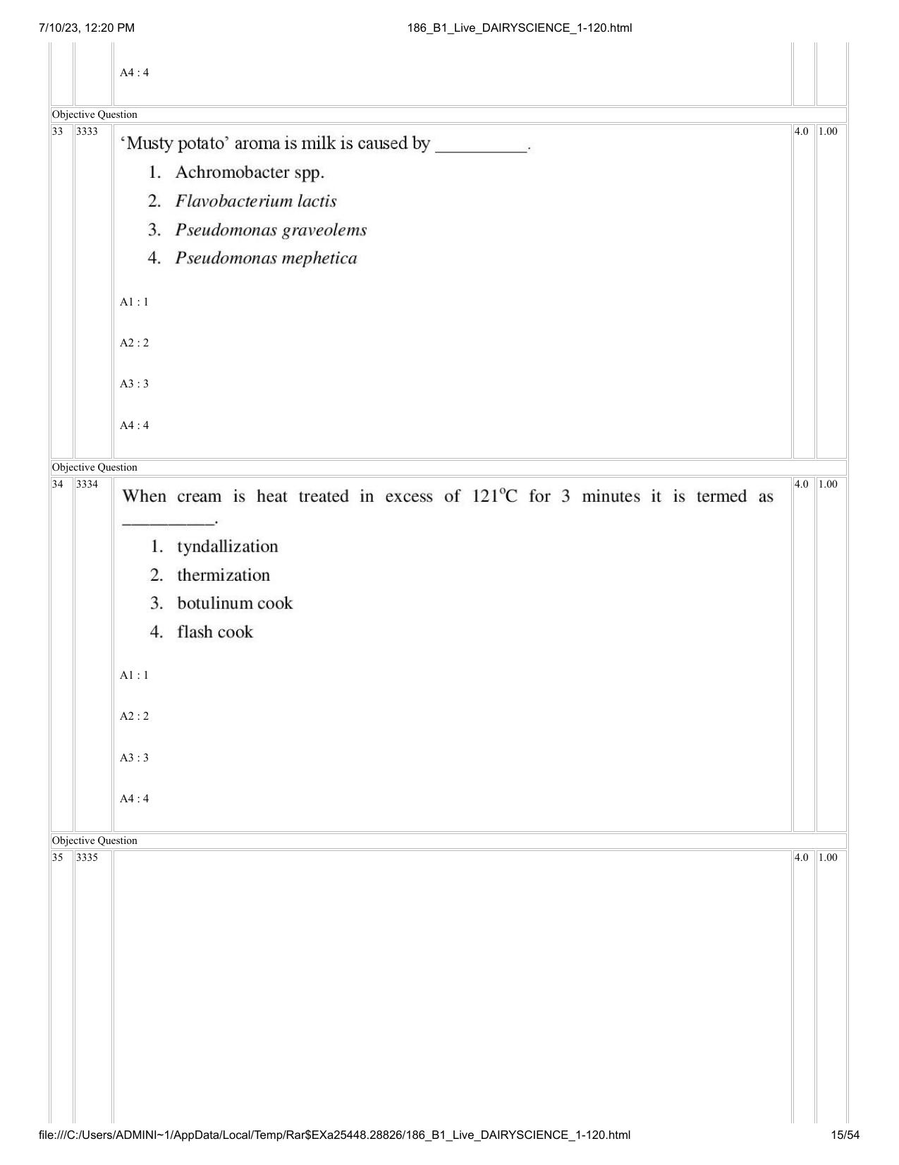 ICAR AIEEA PG 2023 DAIRY SCIENCE Question Paper - Page 15