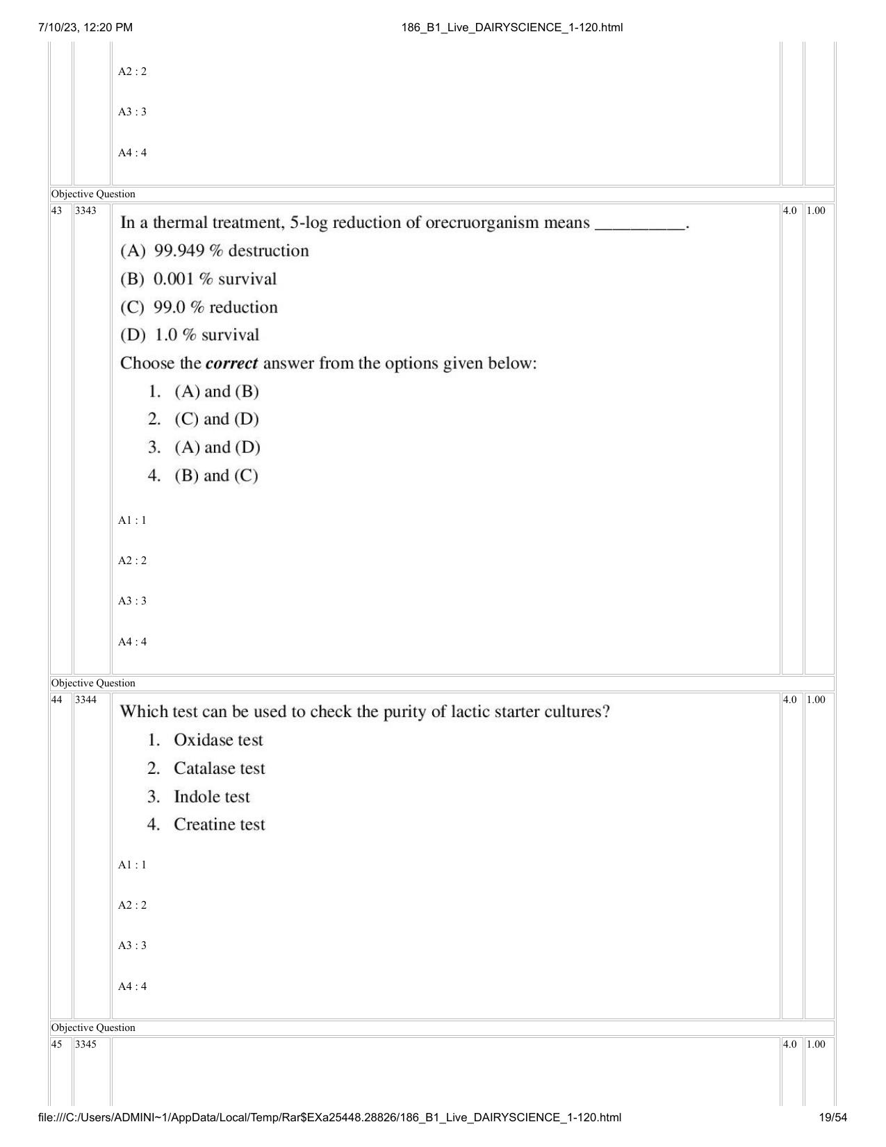 ICAR AIEEA PG 2023 DAIRY SCIENCE Question Paper - Page 19