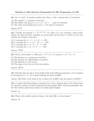 CMI Entrance Exam 2014 Solutions B.Sc (Hons.) Mathematics and Computer Science