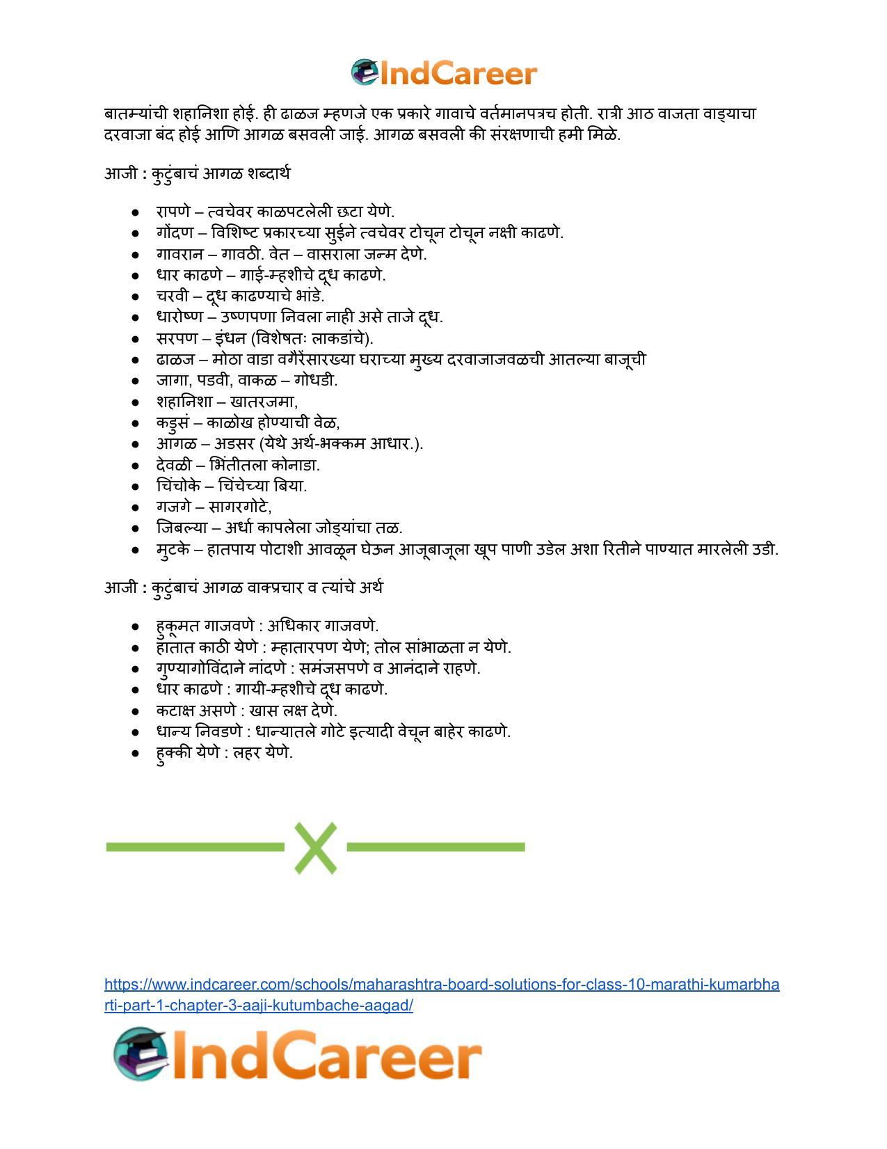 Maharashtra Board Solutions for Class 10- Marathi Kumarbharti (Part- 1): Chapter 3- आजी : कुटुंबाचं आगळ - Page 24
